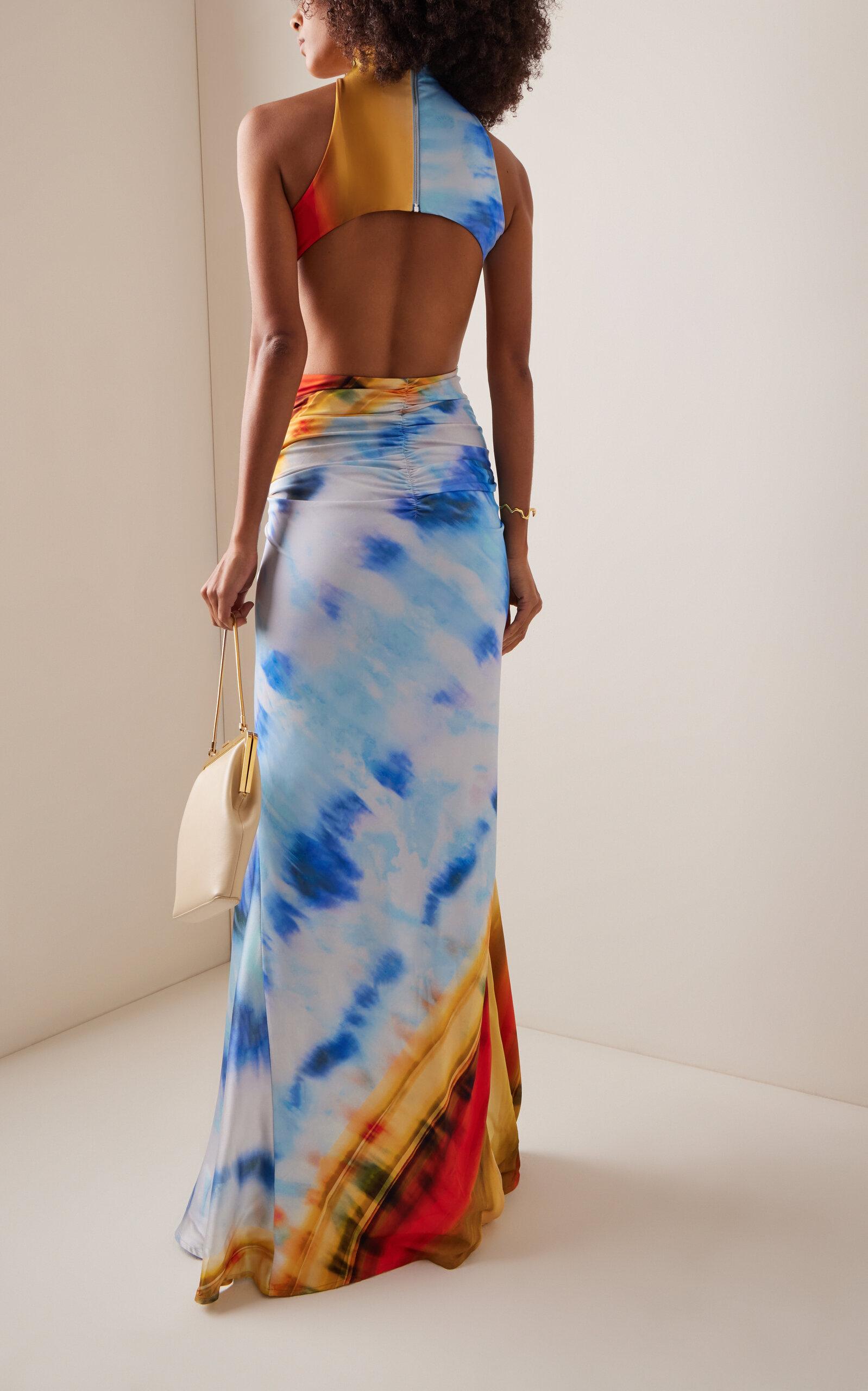 tie dye jersey maxi dress Silvia Tcherassi Exclusive Frances Tie-dyed Jersey Maxi Dress in Blue