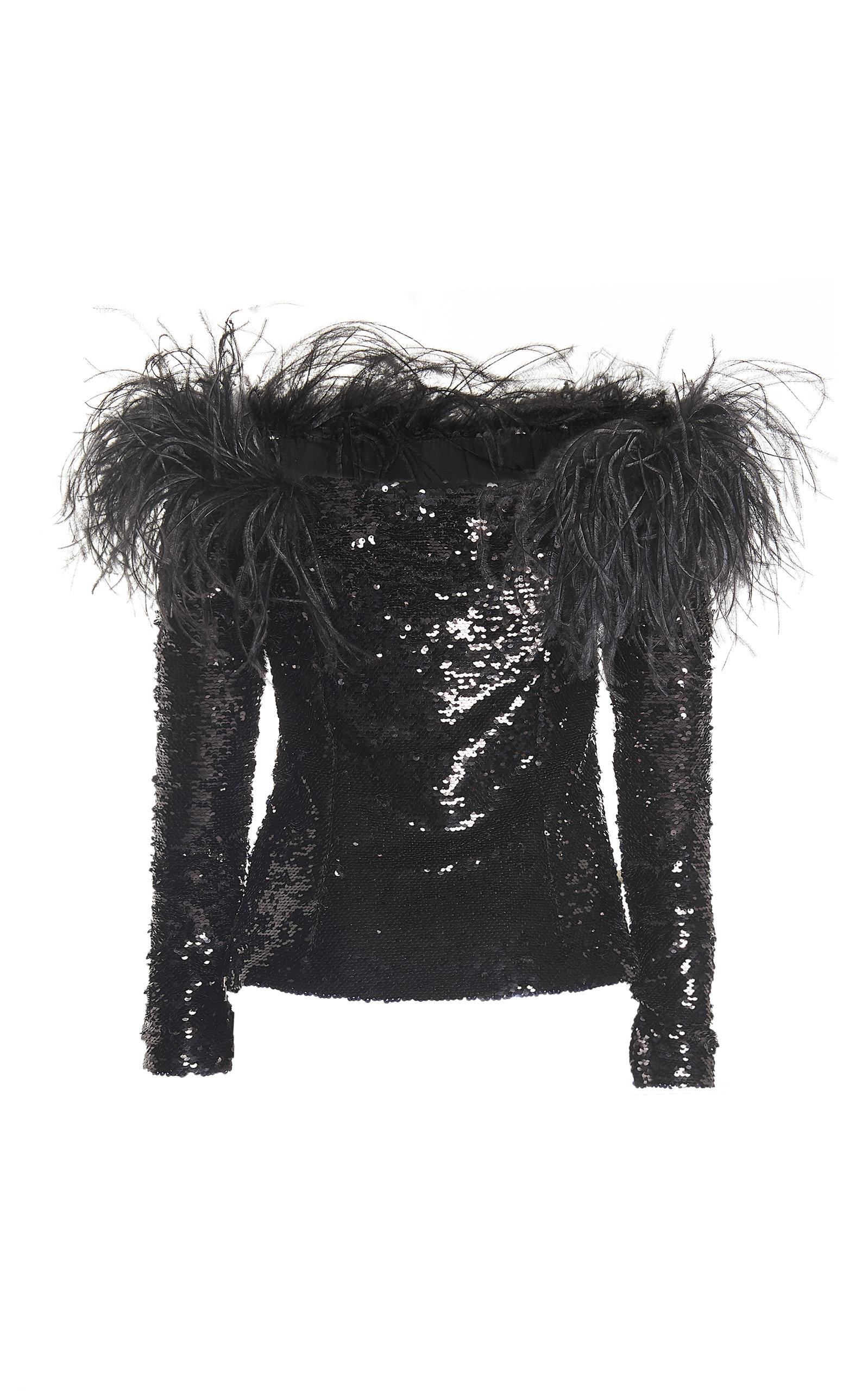 black off the shoulder sequin top