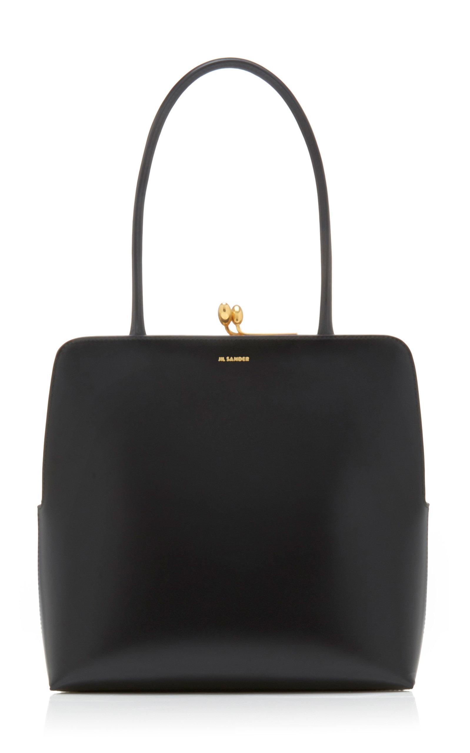 Jil Sander Mini Goji Frame Leather Top Handle Bag in Black | Lyst ...