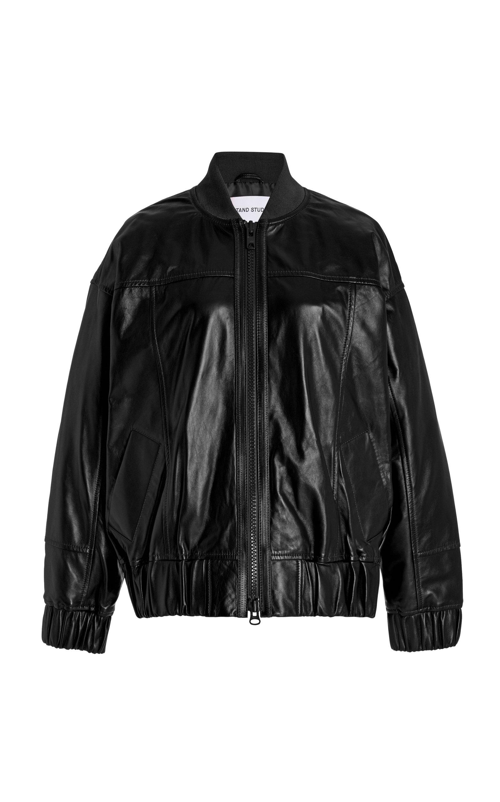 Stand Studio Leather Track Jacket in Black | Lyst UK