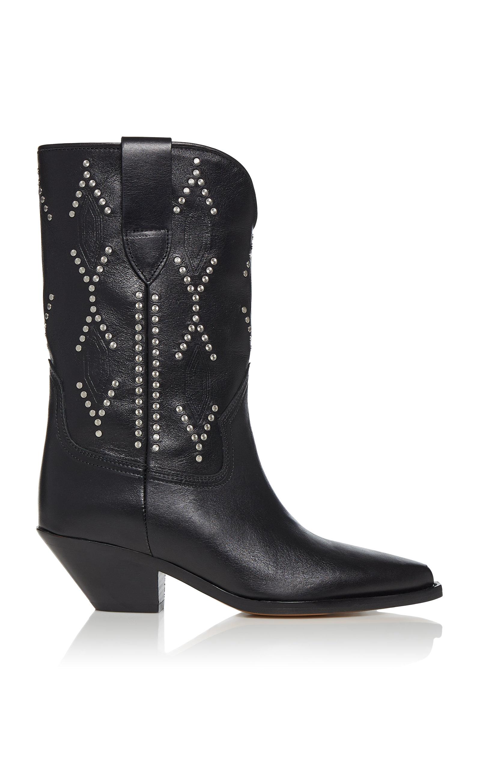 Isabel Marant Dahope Leather Western Boots in Black | Lyst