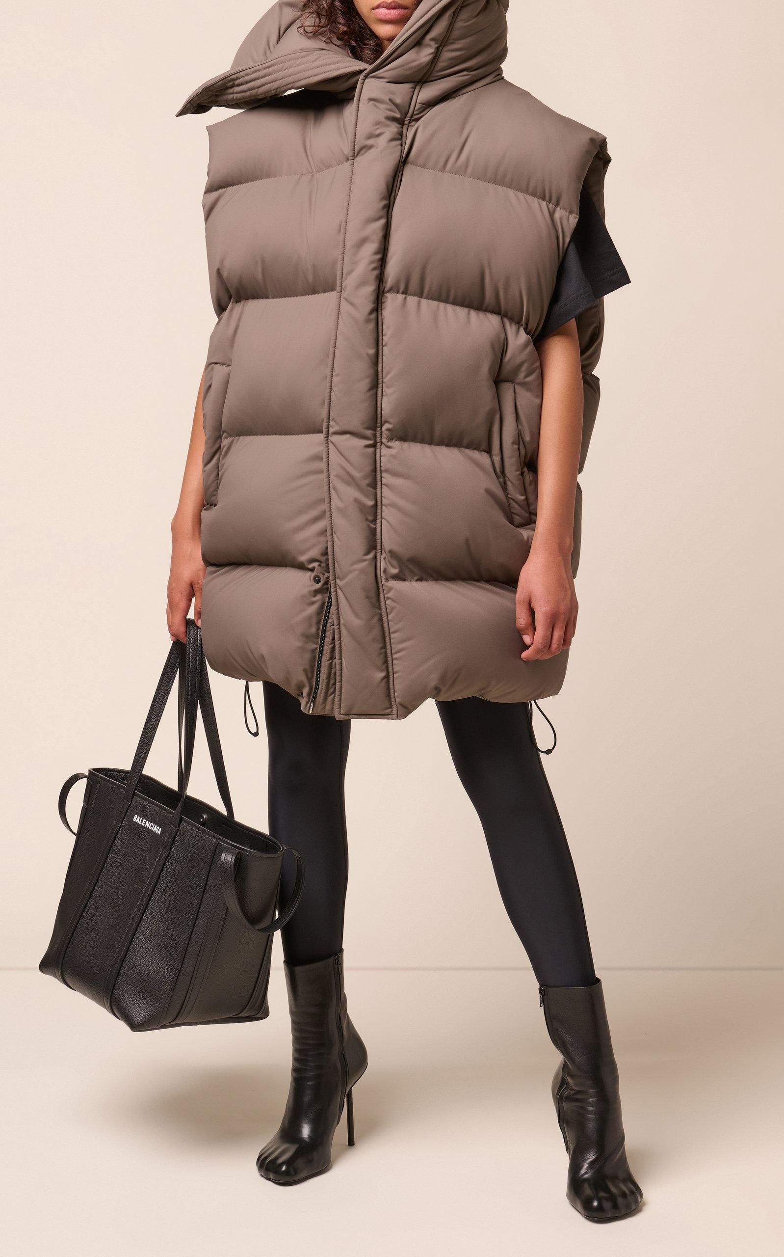 Balenciaga Oversized Canvas Collared Puffer Vest in Brown | Lyst