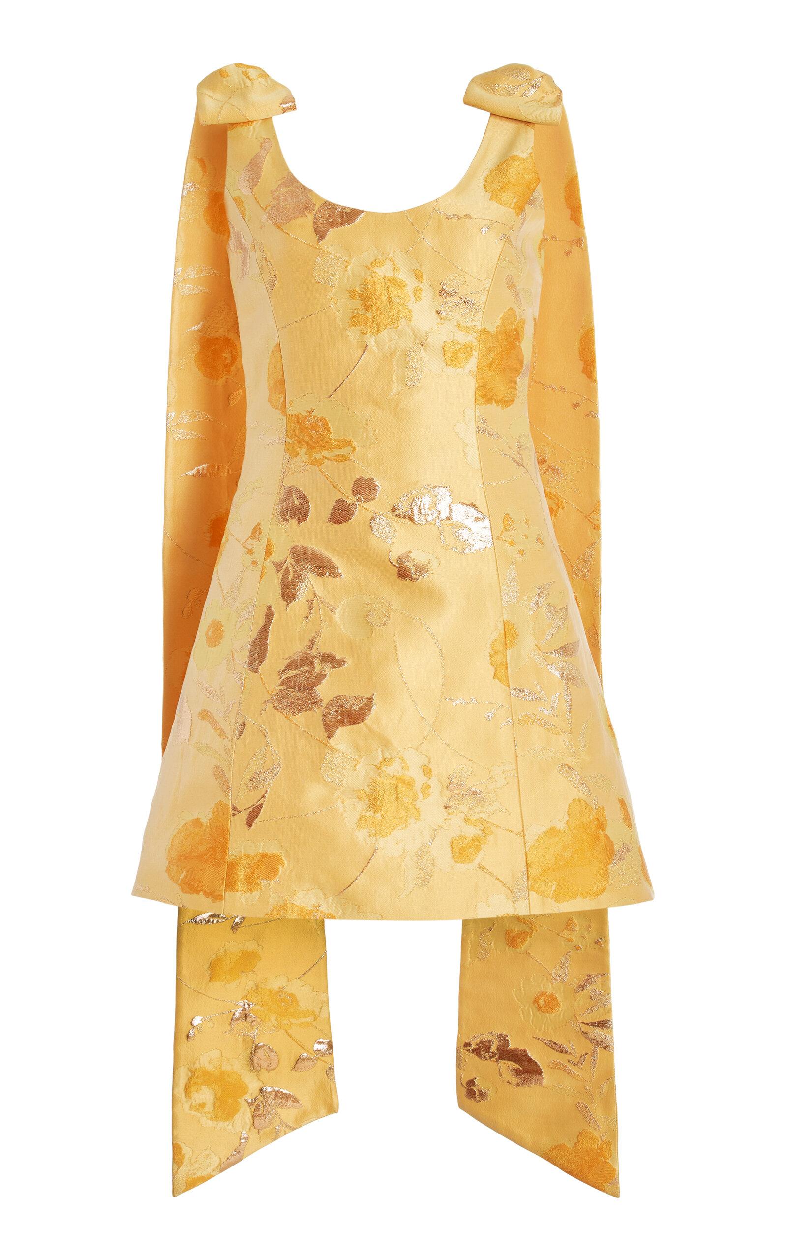 Markarian Gita Draped Floral Brocade Mini Dress in Yellow | Lyst