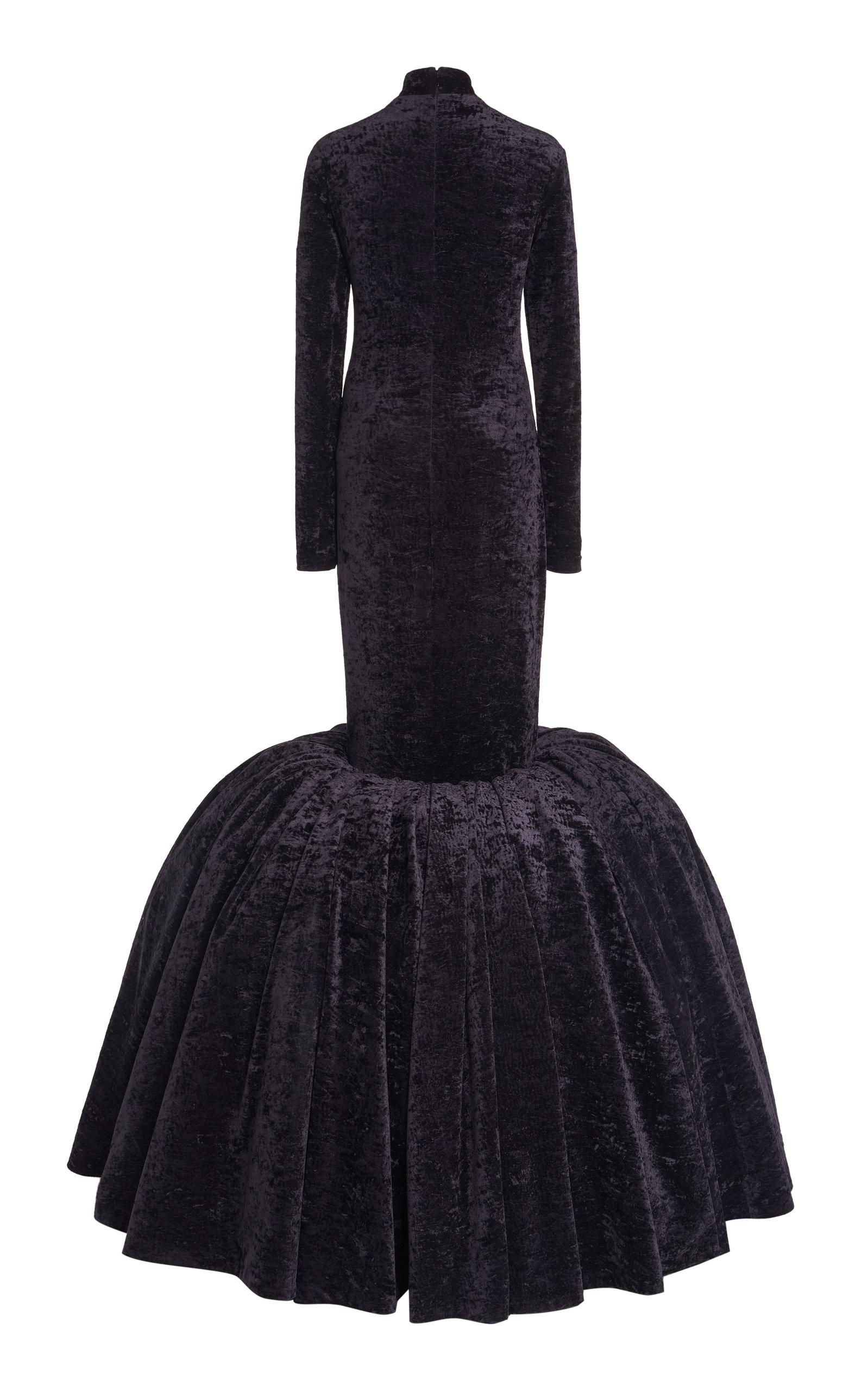 Balenciaga Drama Crushed-velvet Bubble-hem Gown in Black | Lyst