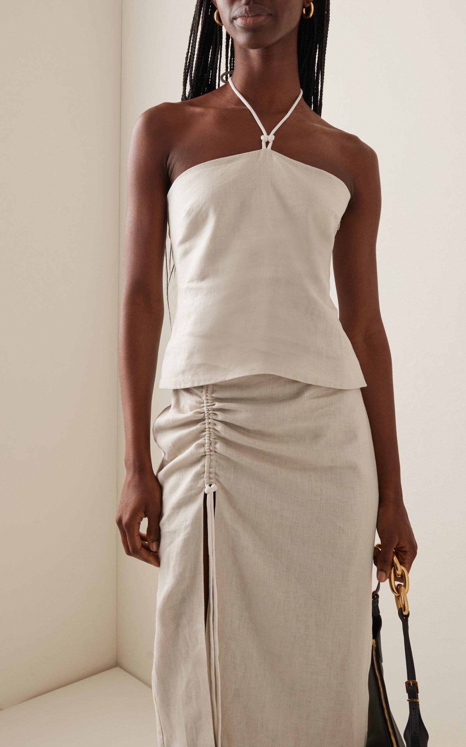 Sir. The Label D'orsay Corded Linen Halter Top in Natural | Lyst