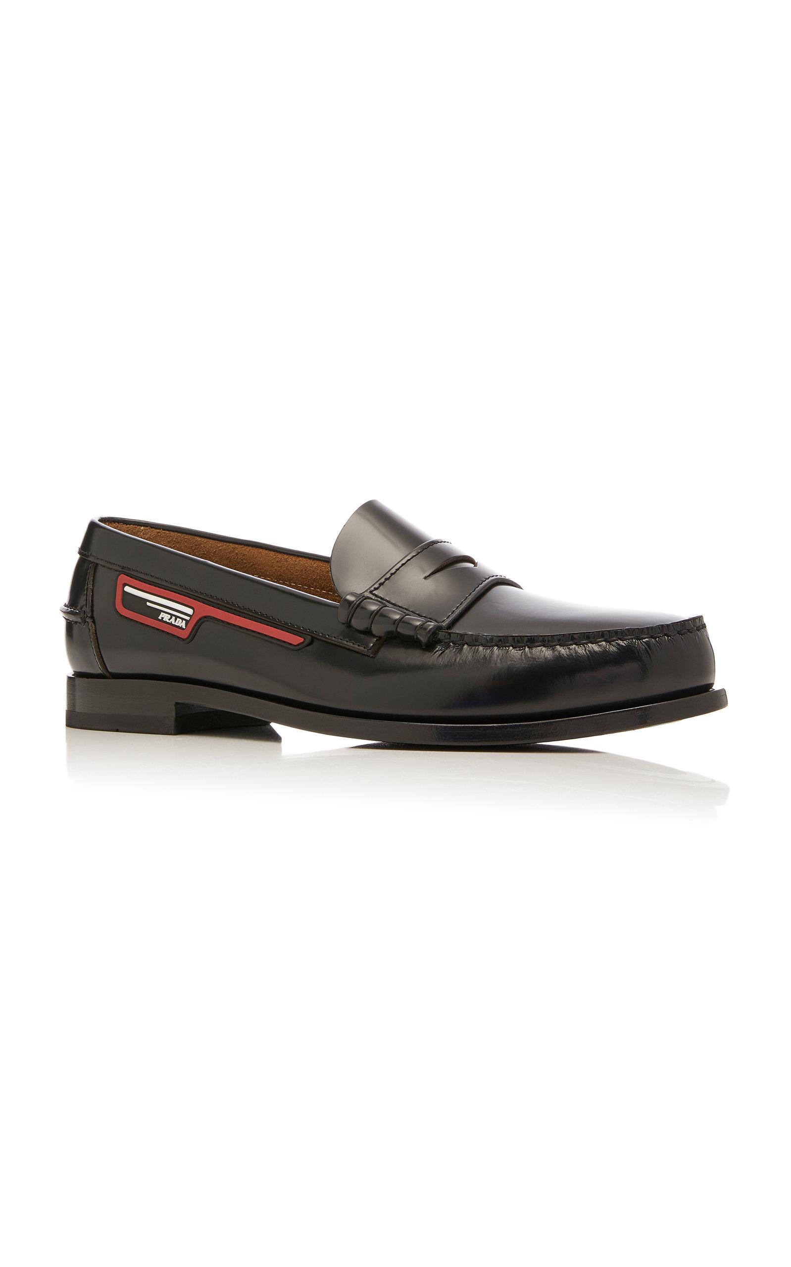 Prada spazzolato leather clearance penny loafers