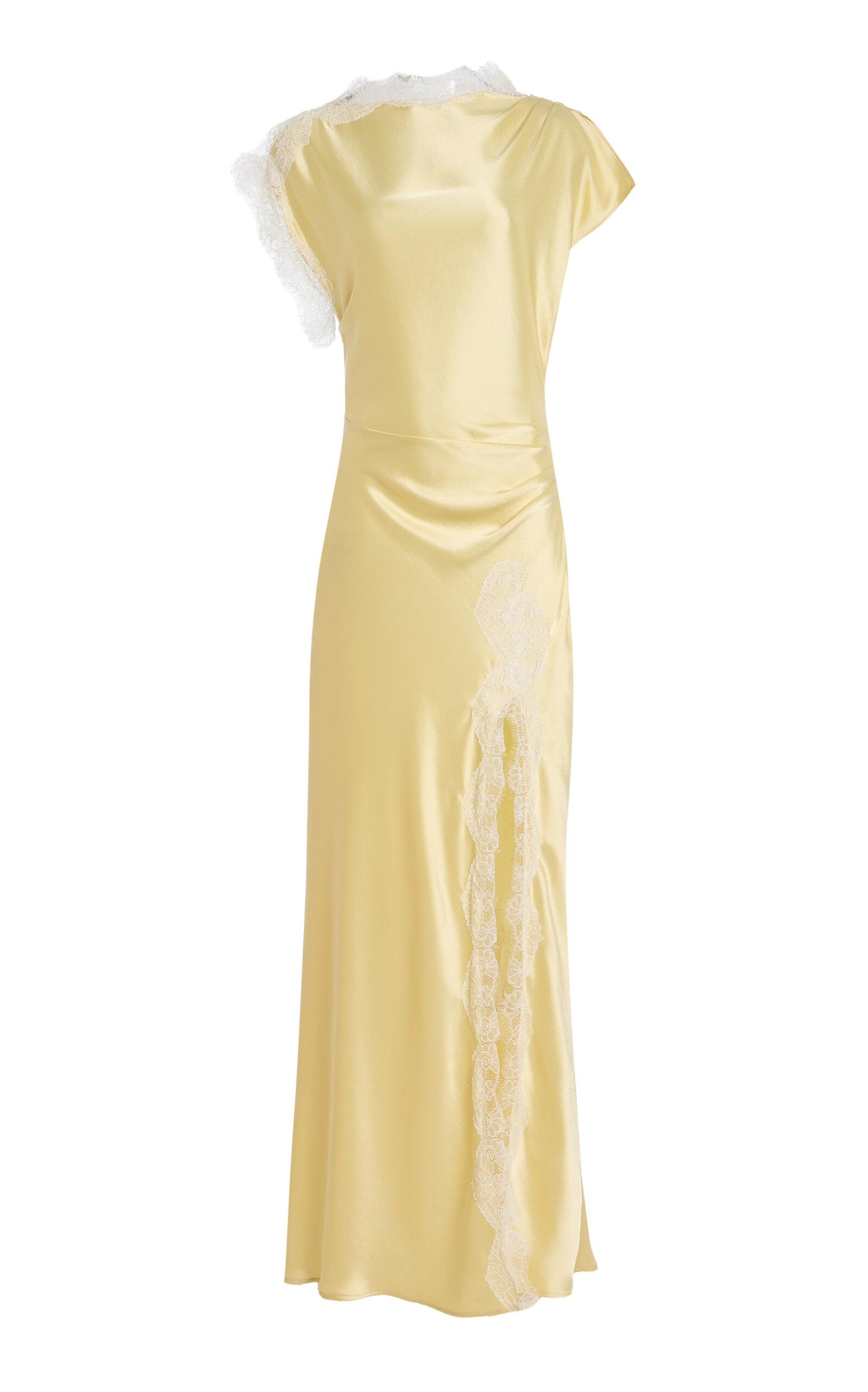 sherri hill blue lace dress Sherri Hill Strapless Lace Chiffon Homecoming Dress 56501 Yellow / 14