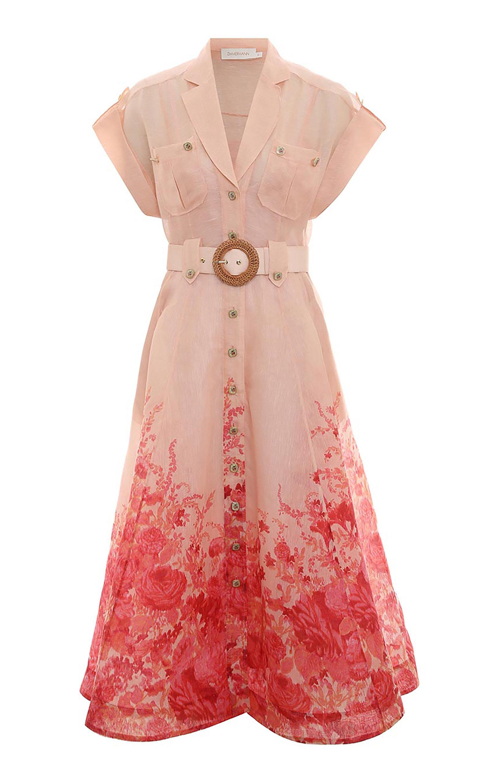 Zimmermann High Tide Silk-linen Midi Shirt Dress in Red Lyst