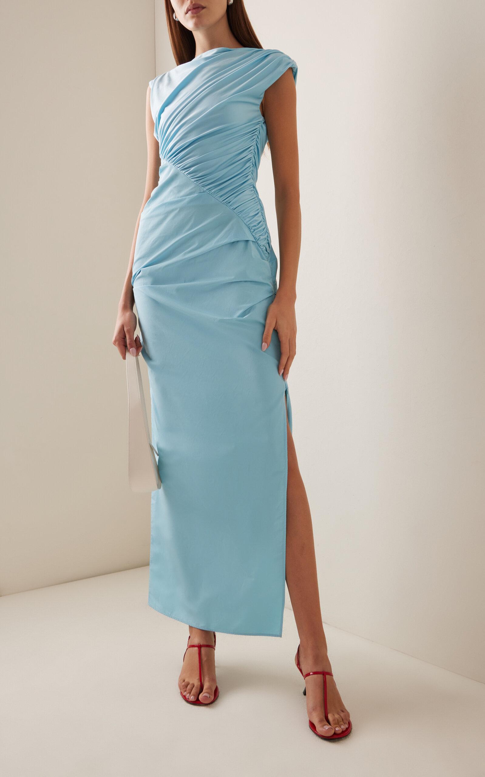 paris georgia blue talia midi dress Paris Georgia Women's Talia Midi Slip Dress In Blue