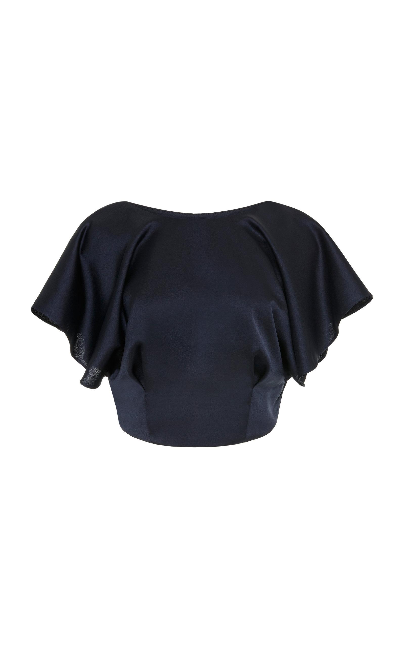 Acler Synthetic Jervois Cropped High Neck Top in Navy (Blue) - Lyst