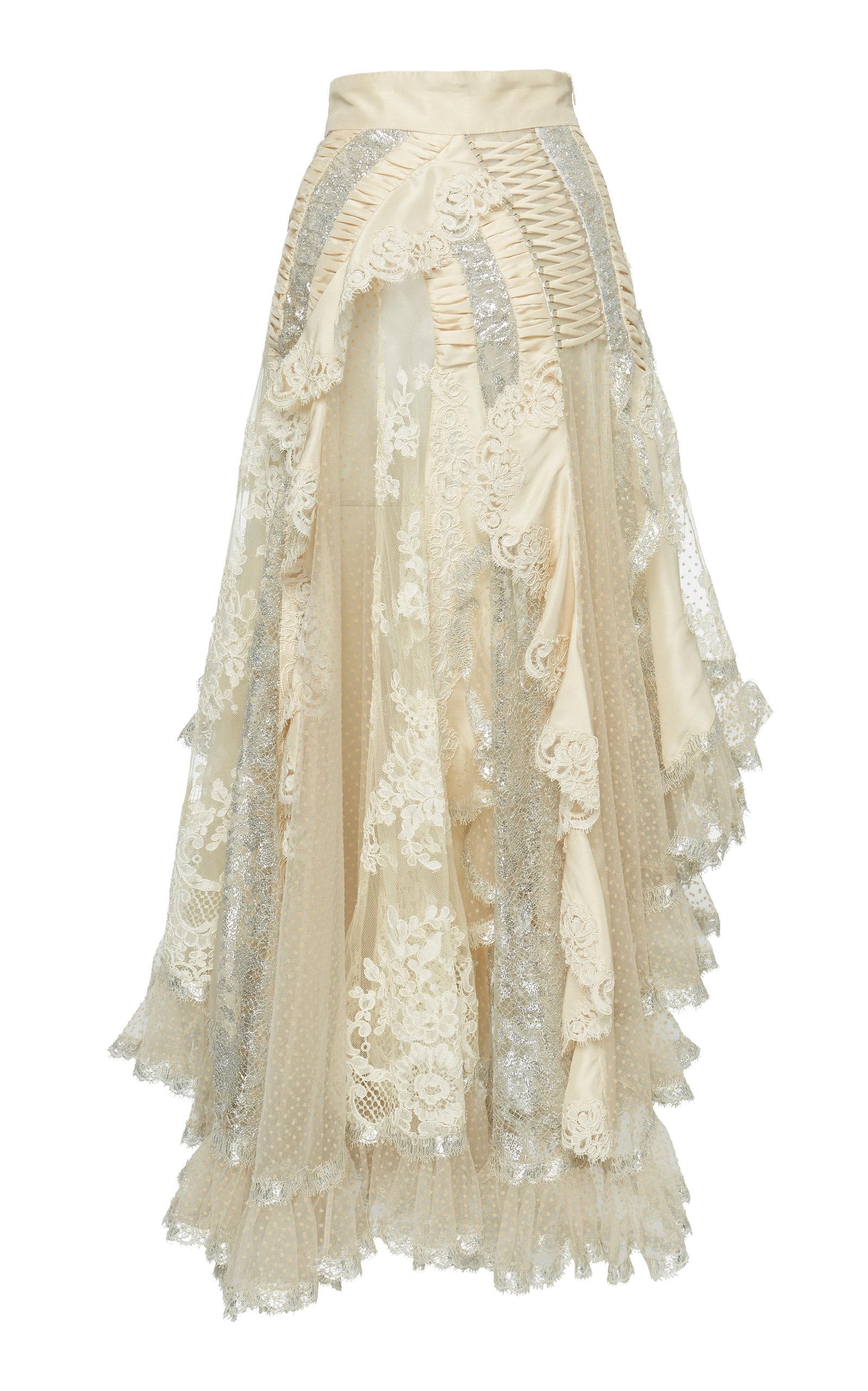 White lace top chiffon skirt