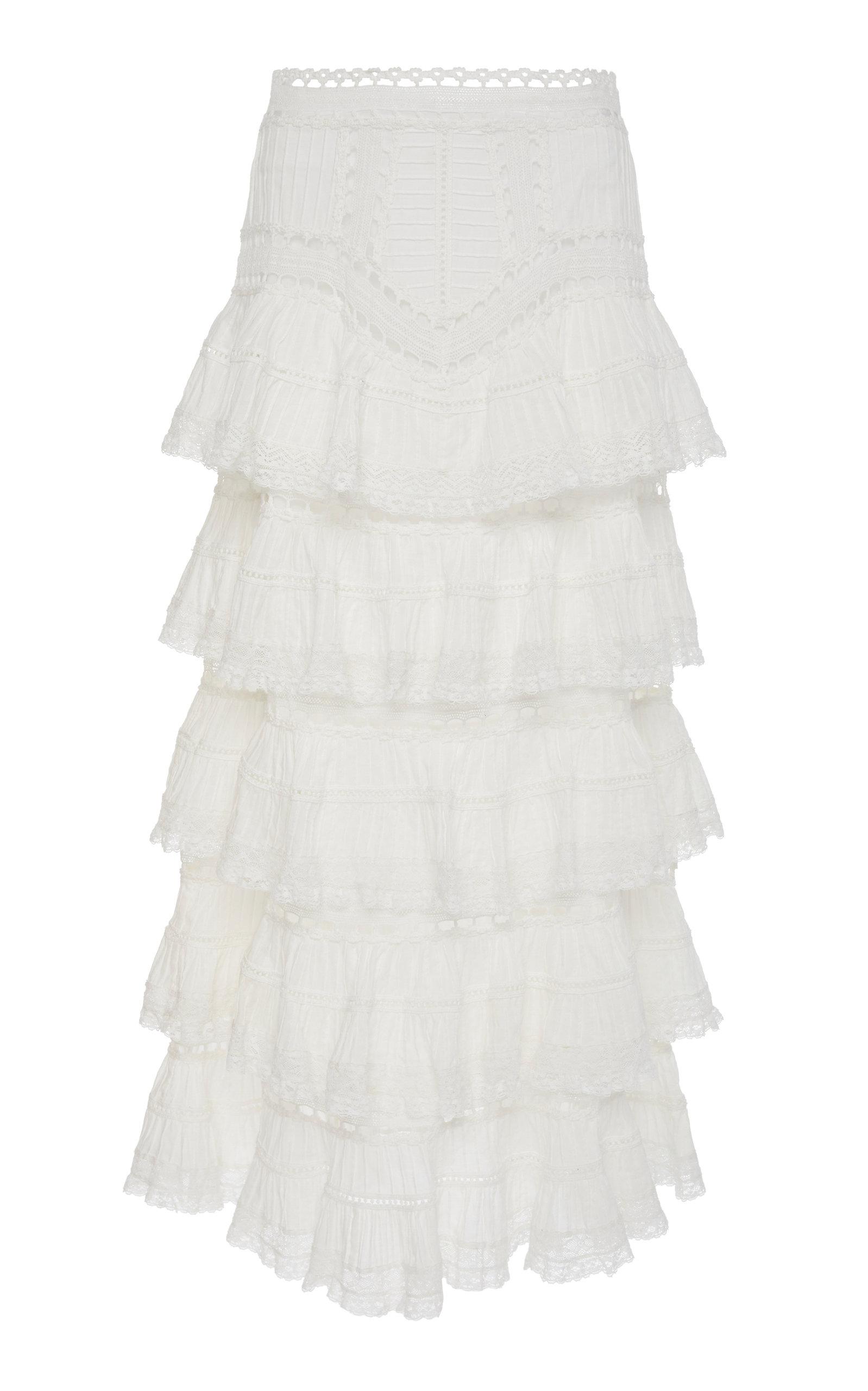 Zimmermann Cotton Juniper Pintuck Skirt in Ivory (White) - Lyst