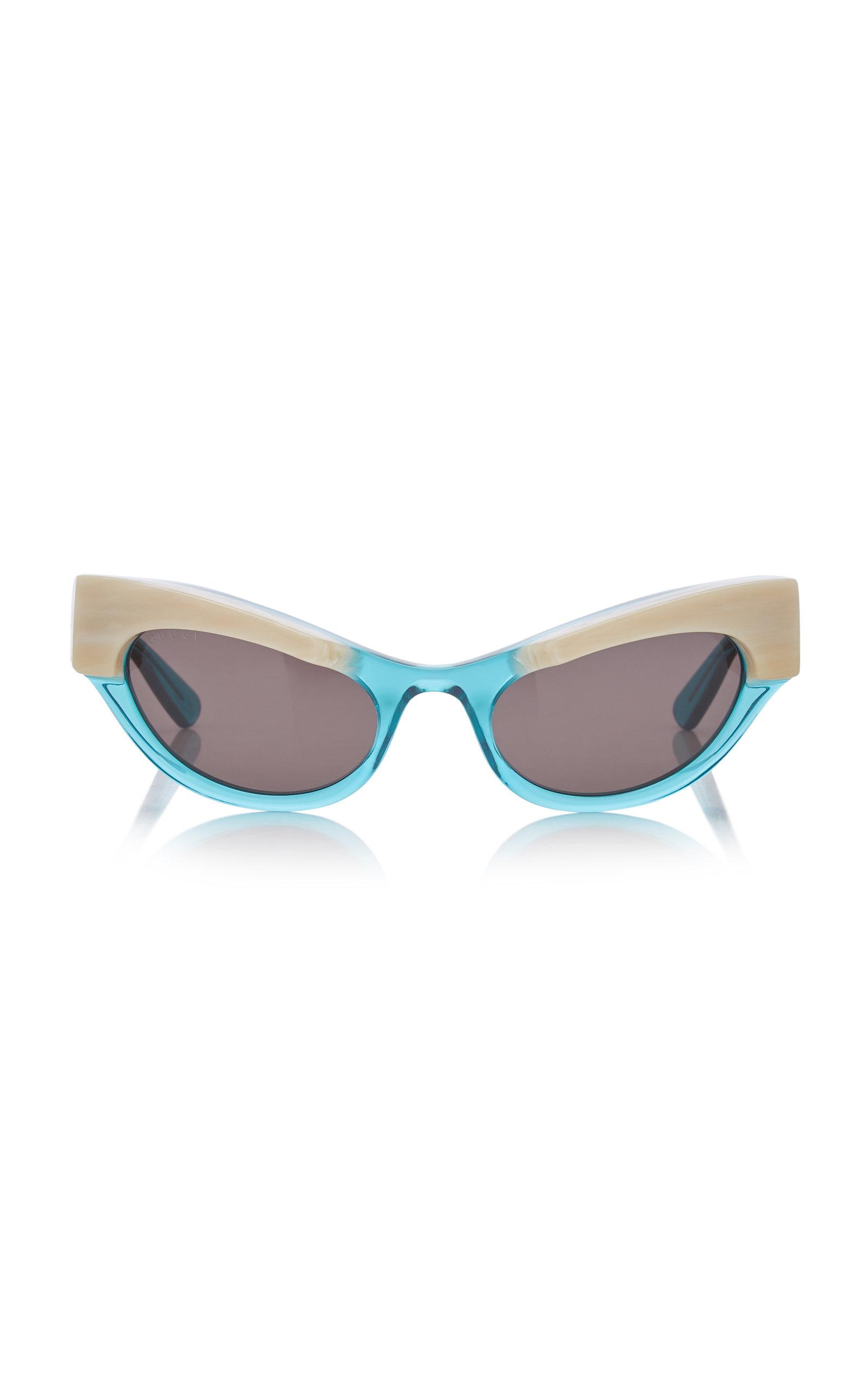 Gucci Crystal-trimmed Cat-eye Acetate Sunglasses in Blue | Lyst