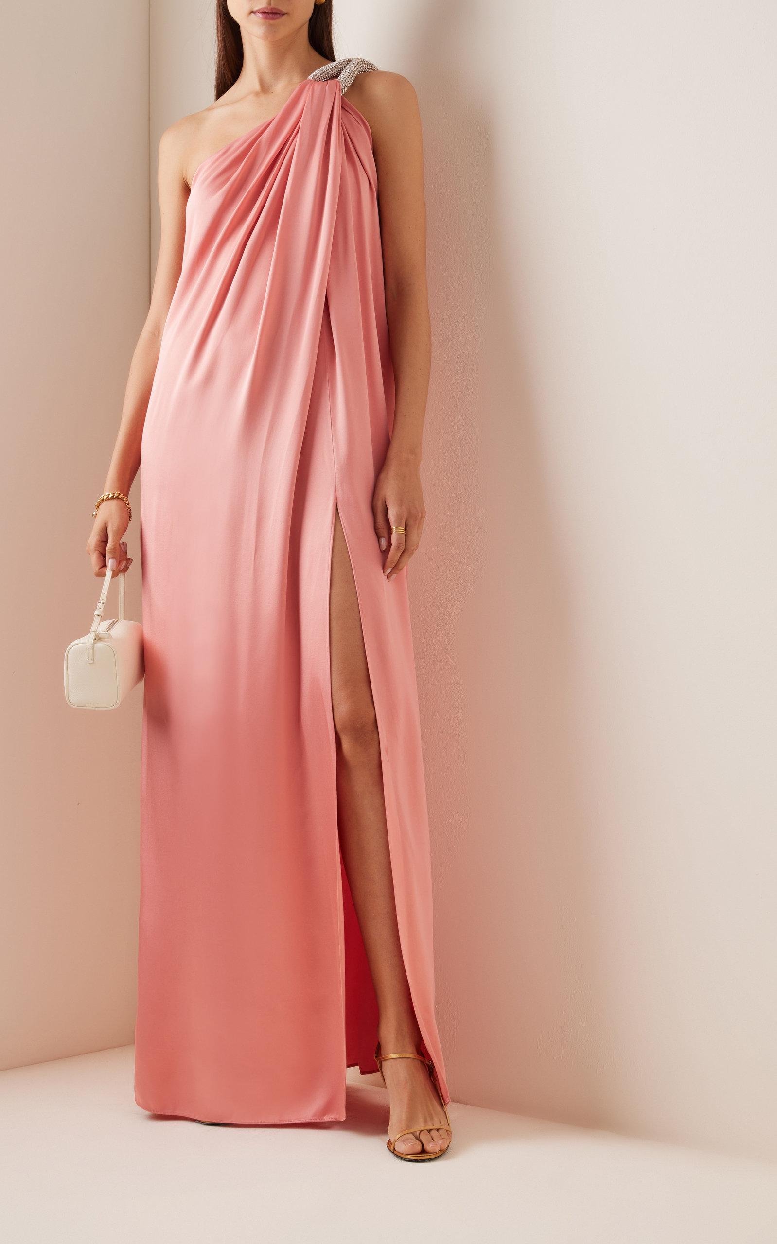 Stella McCartney One-shoulder Satin Gown in Pink | Lyst