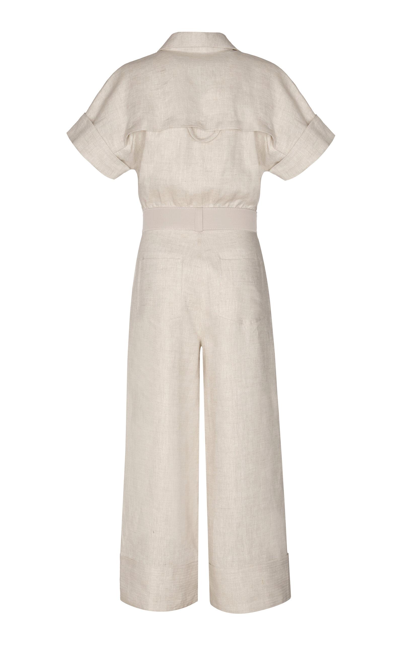 White linen cheap jumpsuit