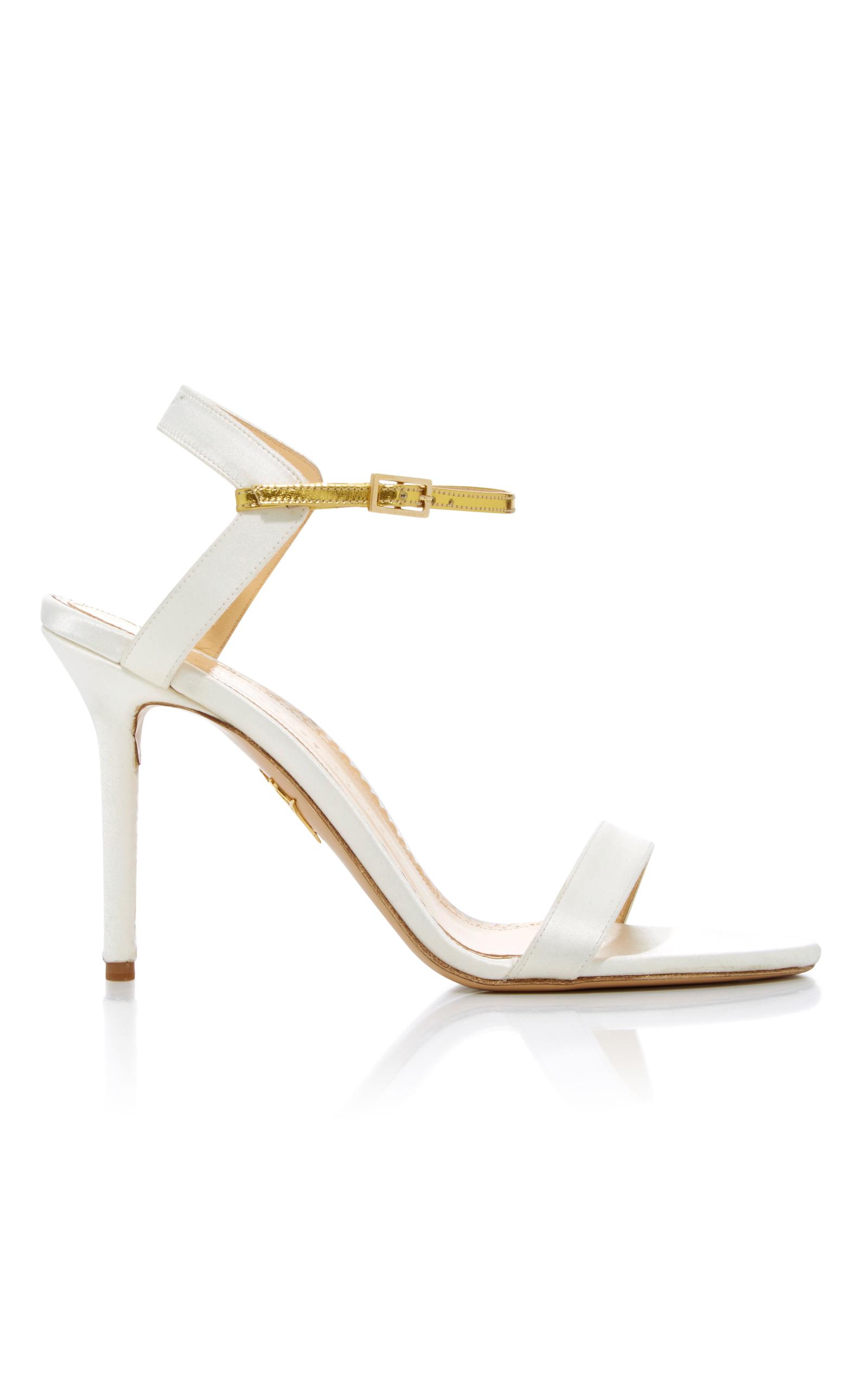 Charlotte Olympia Quintessential Leather-trimmed Satin Sandals in 