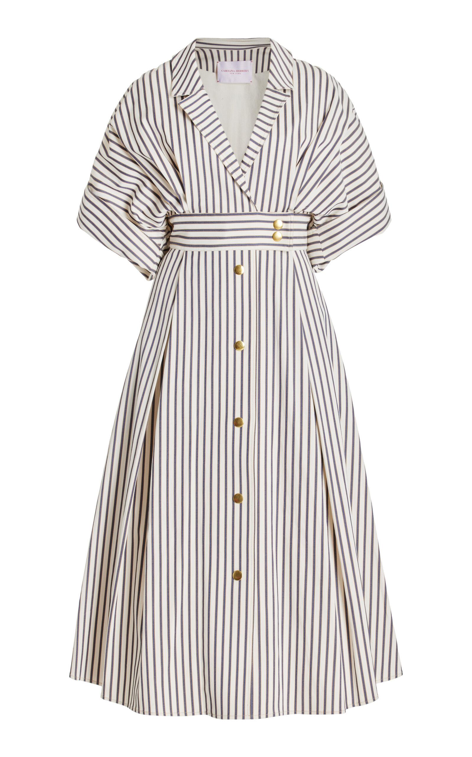 Carolina Herrera Wrapped Cotton-blend Midi Shirt Dress in White Lyst