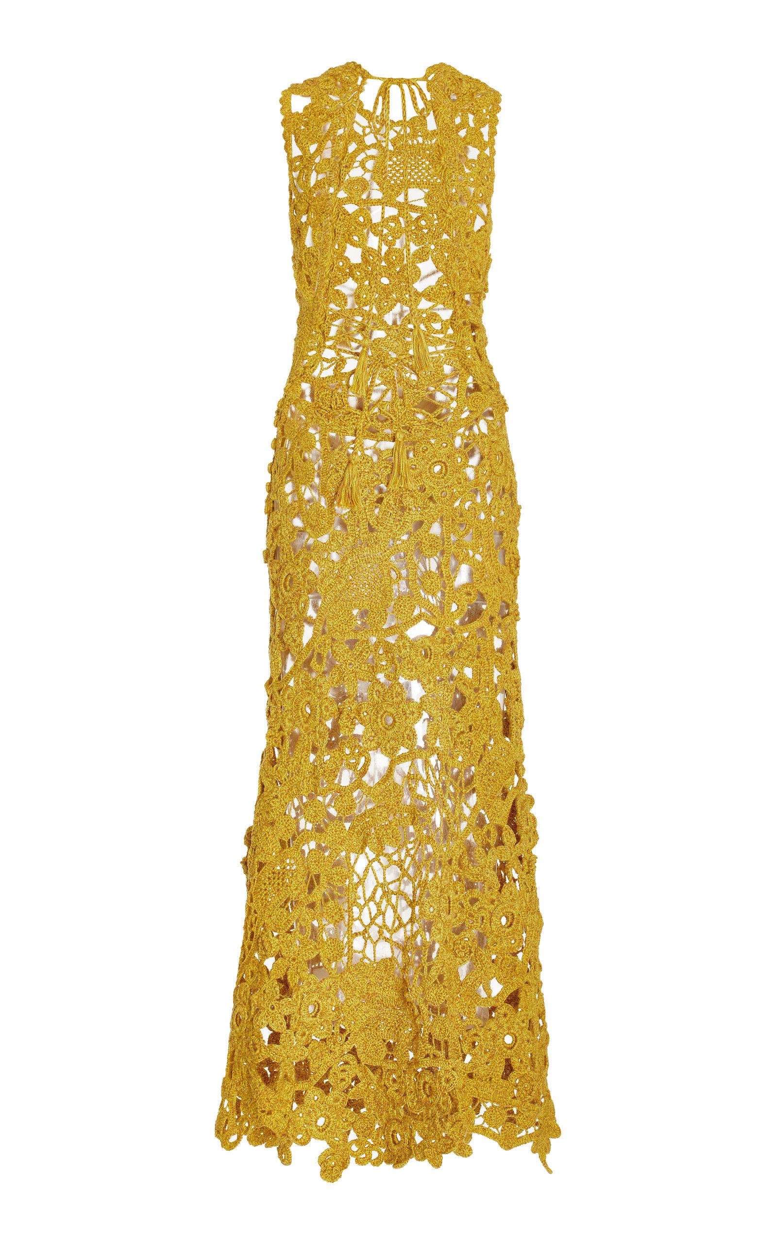 Ulla Johnson Yeal Cotton Crochet Midi Dress in Yellow Lyst Canada