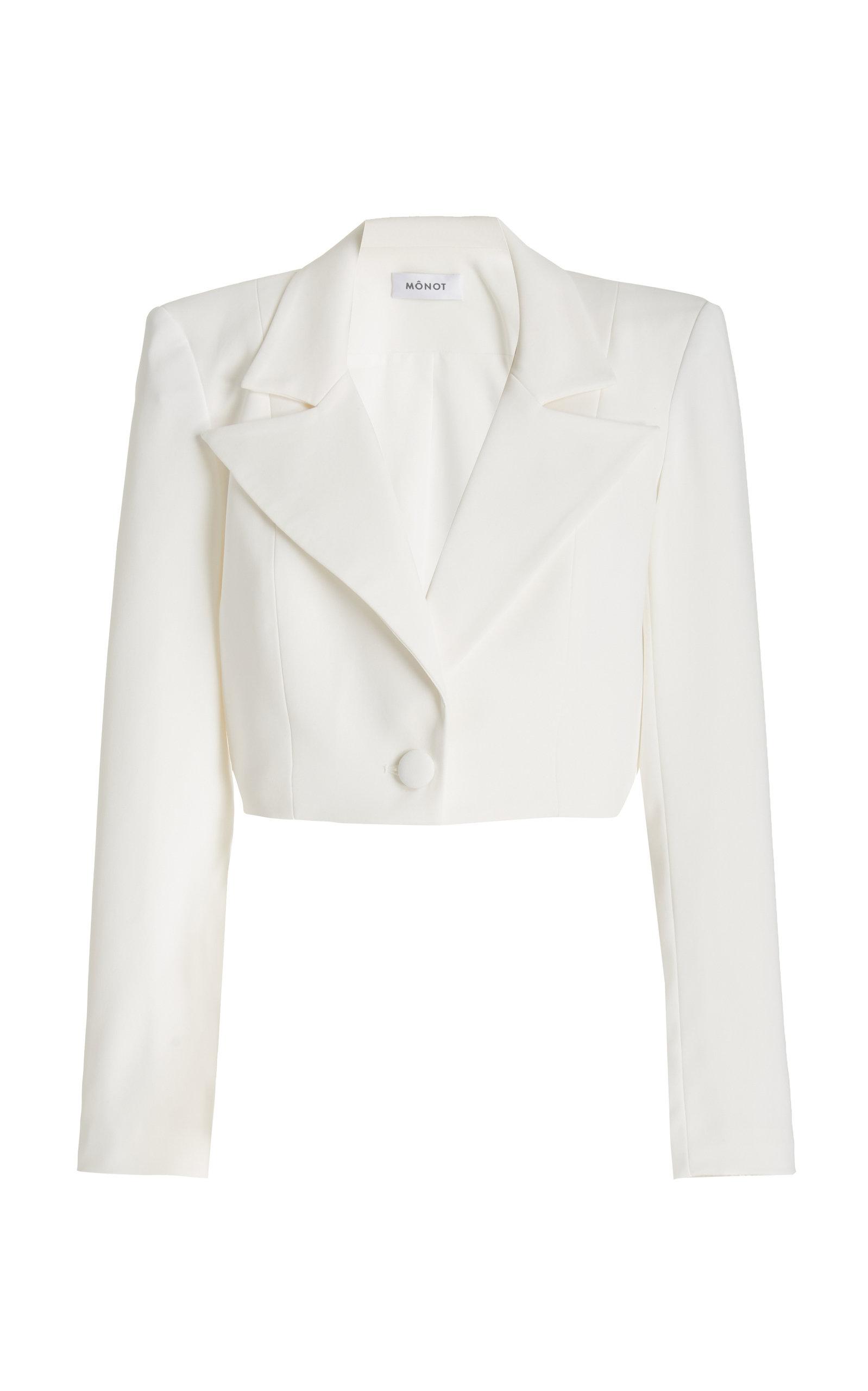 Monot Cropped Crepe Blazer in White | Lyst