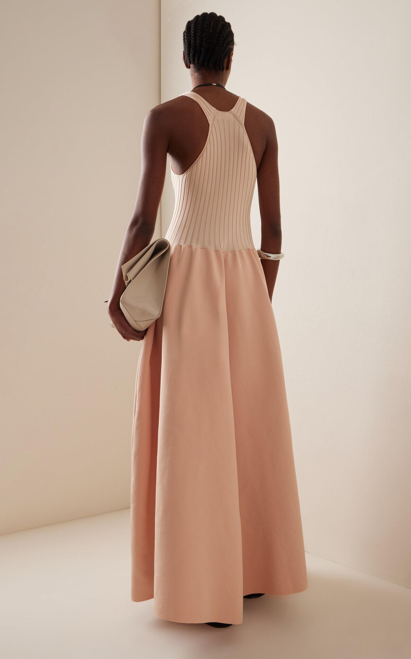 ワンピース Jil Sander Pastel Pink Crepe Long Dress Jil Sander – Long sleeved maxi dress in fluid crêpe jersey