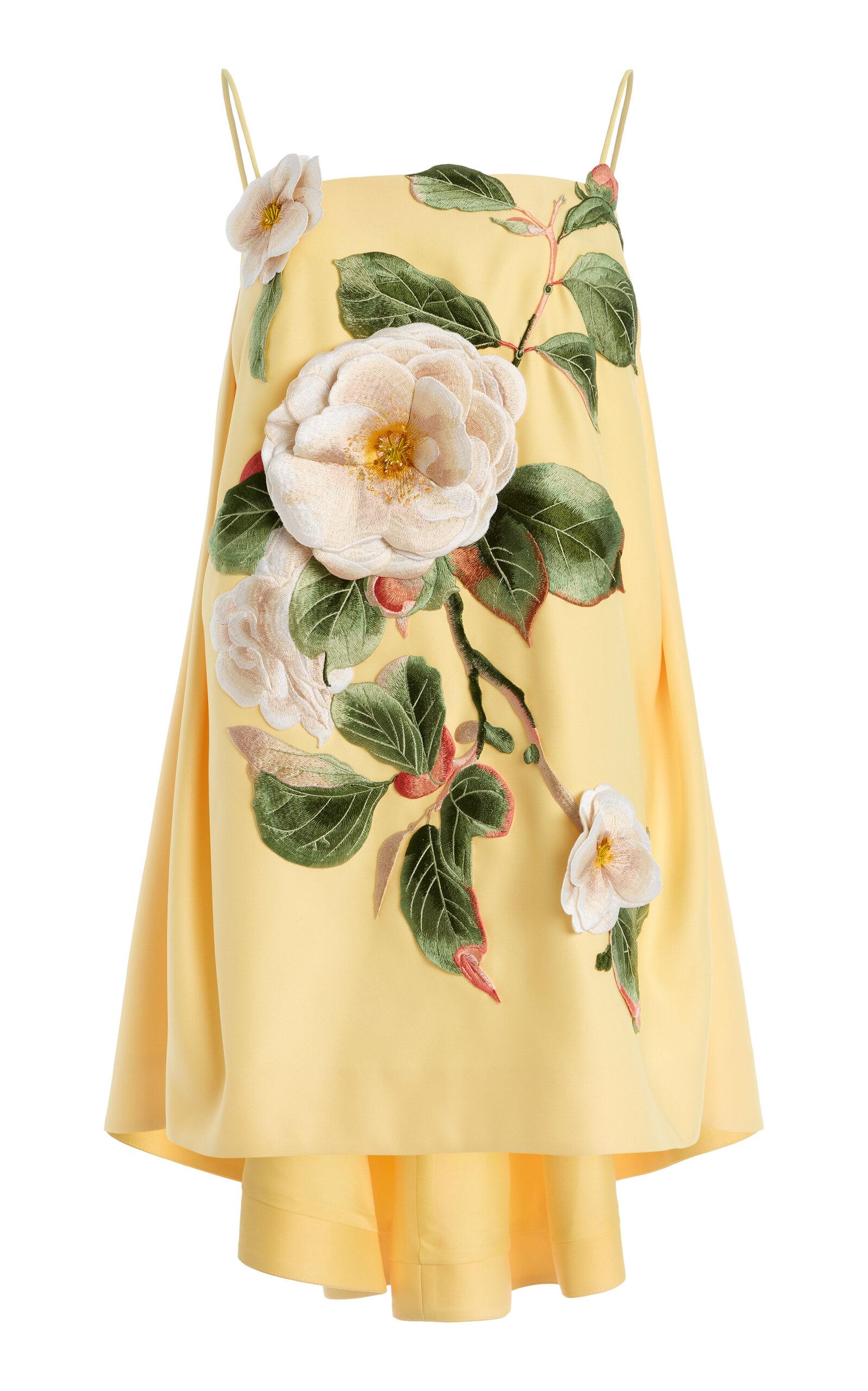 LEO LIN Exclusive Felicia Appliqud Camelia-Printed Mini Dress in Metallic  | Lyst