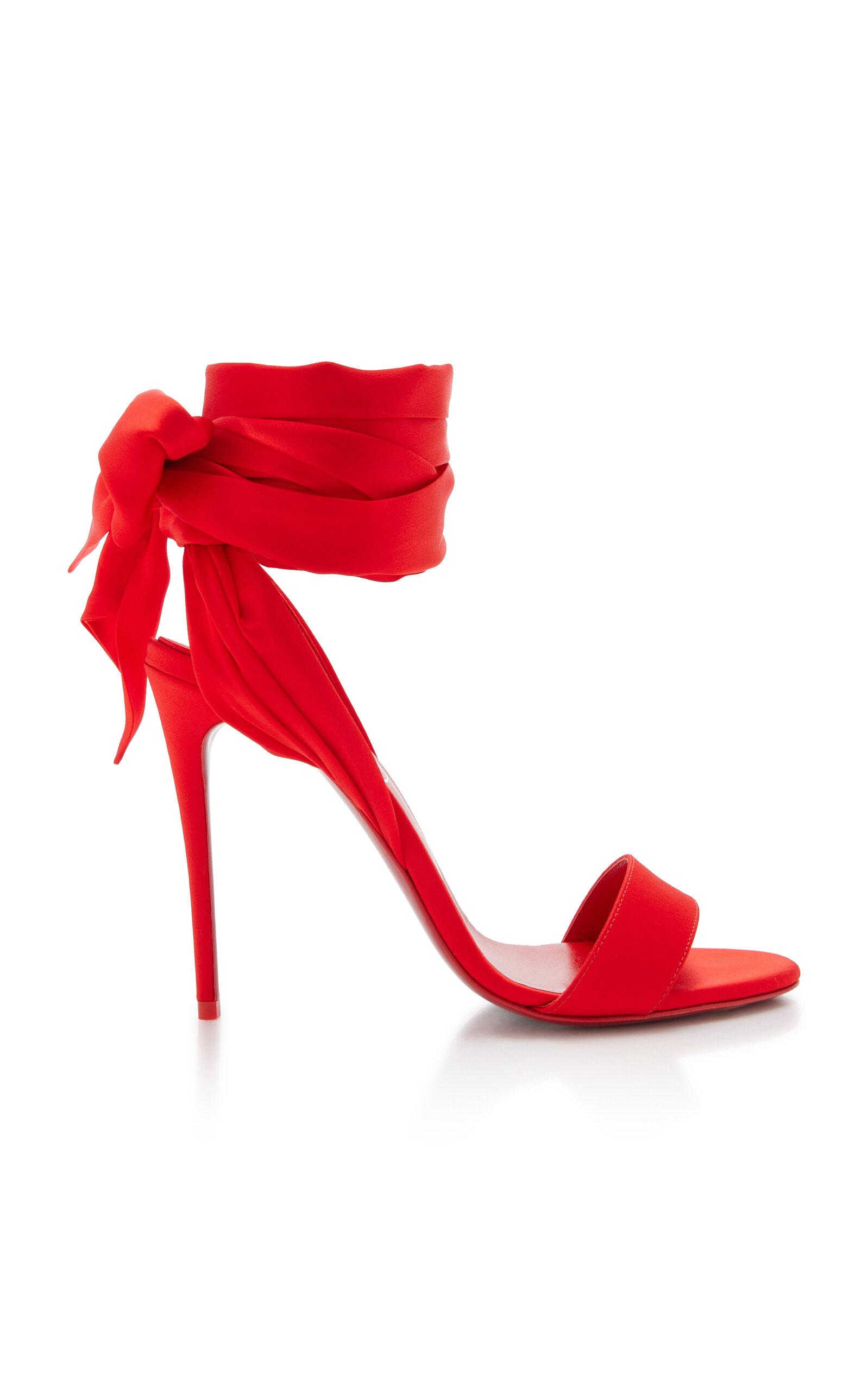 Christian Louboutin Desert 100mm Satin Sandals in Red | Lyst Canada