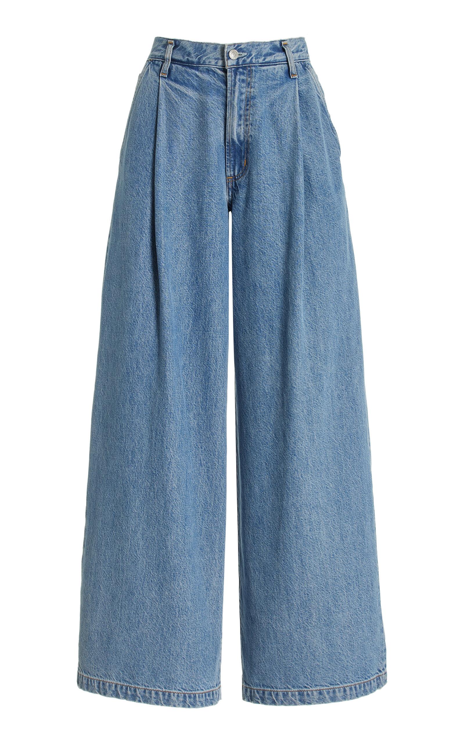 Agolde Ellis Pleated Denim Wide-leg Trousers in Blue Lyst UK - Main Image
