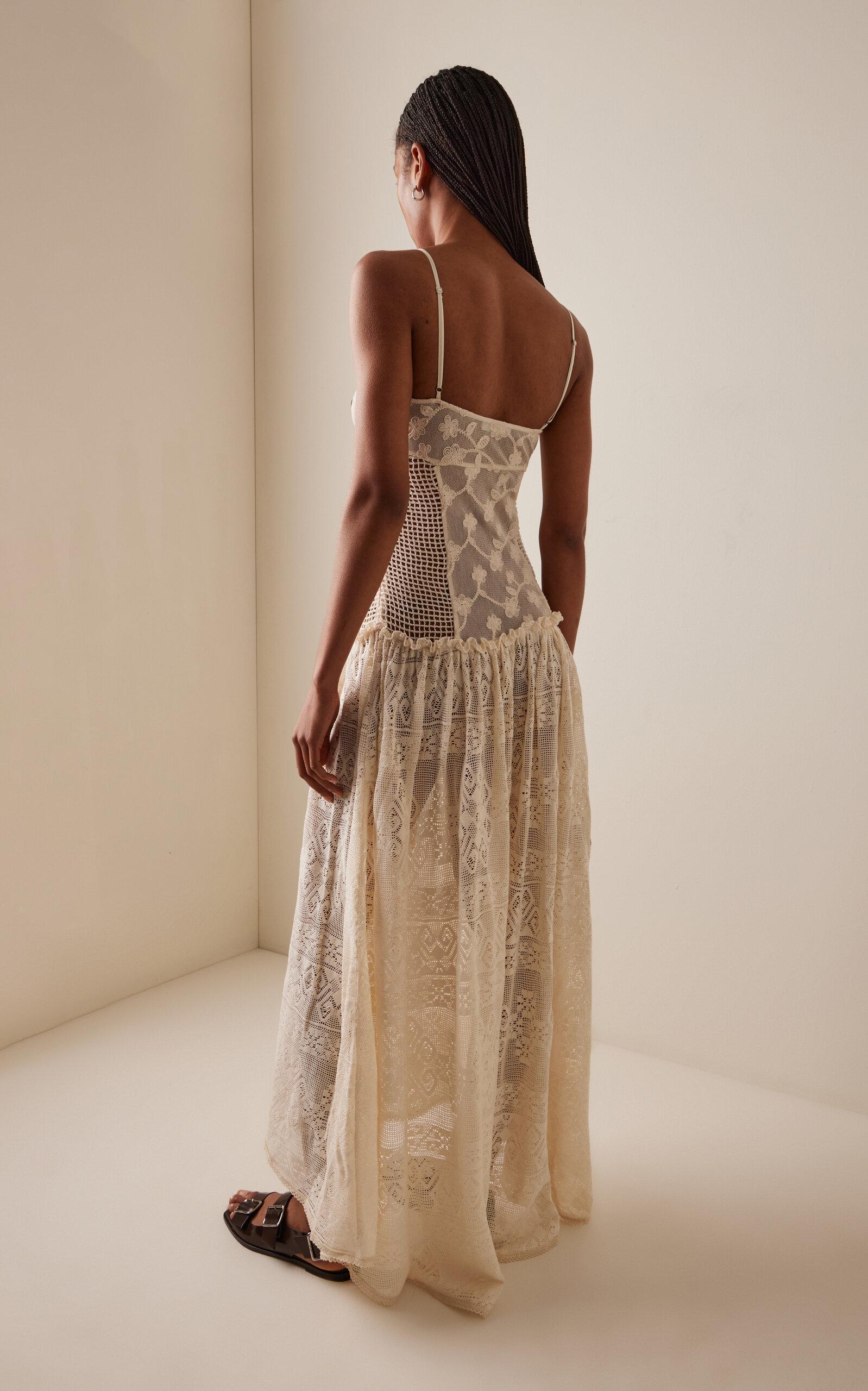 Siedres Constanza Lace Patchwork Cotton Maxi Dress in White | Lyst Canada