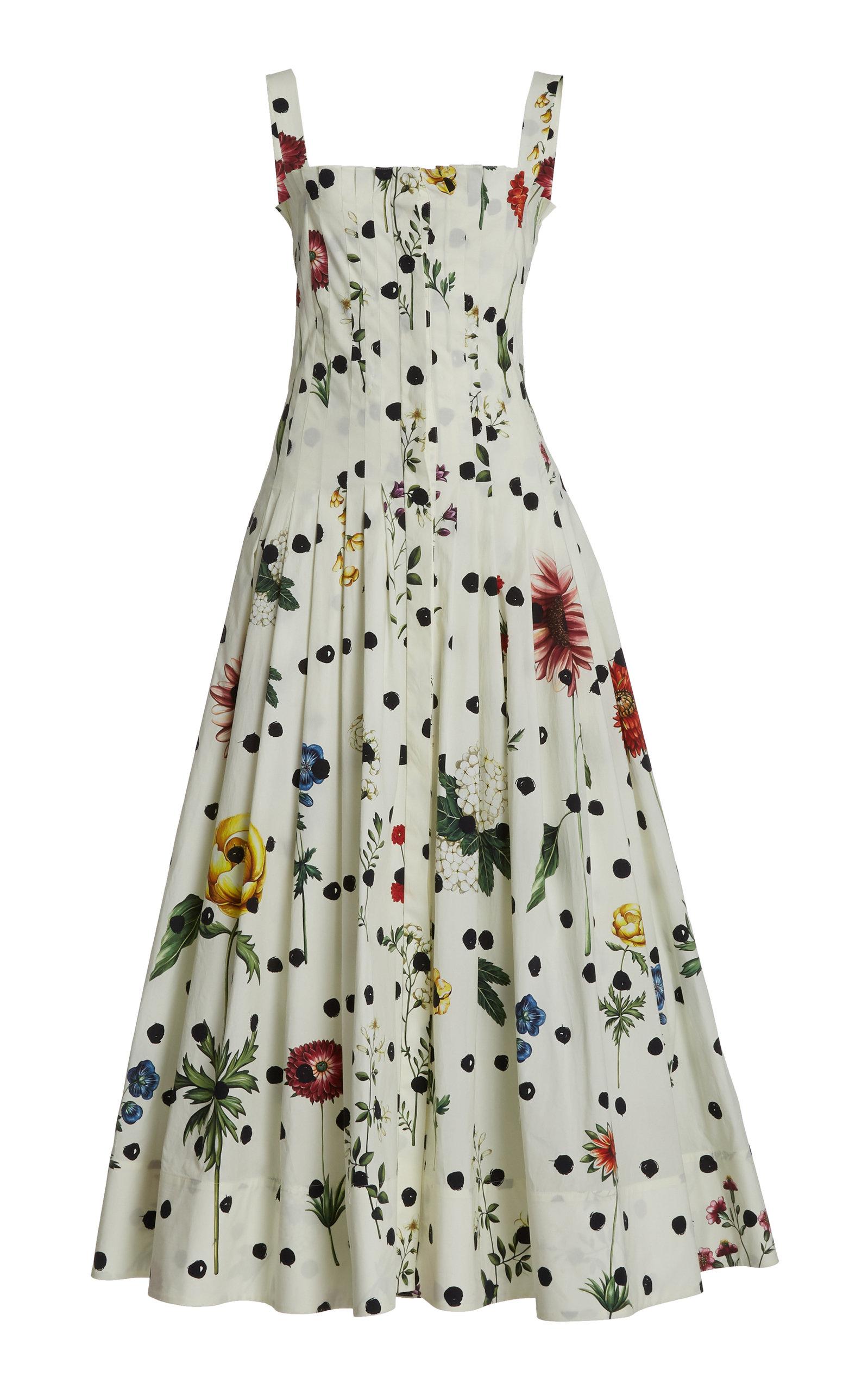Oscar（dots） Oscar de la Renta - Light Blue Dot Stretch Silk Ruffle Dress