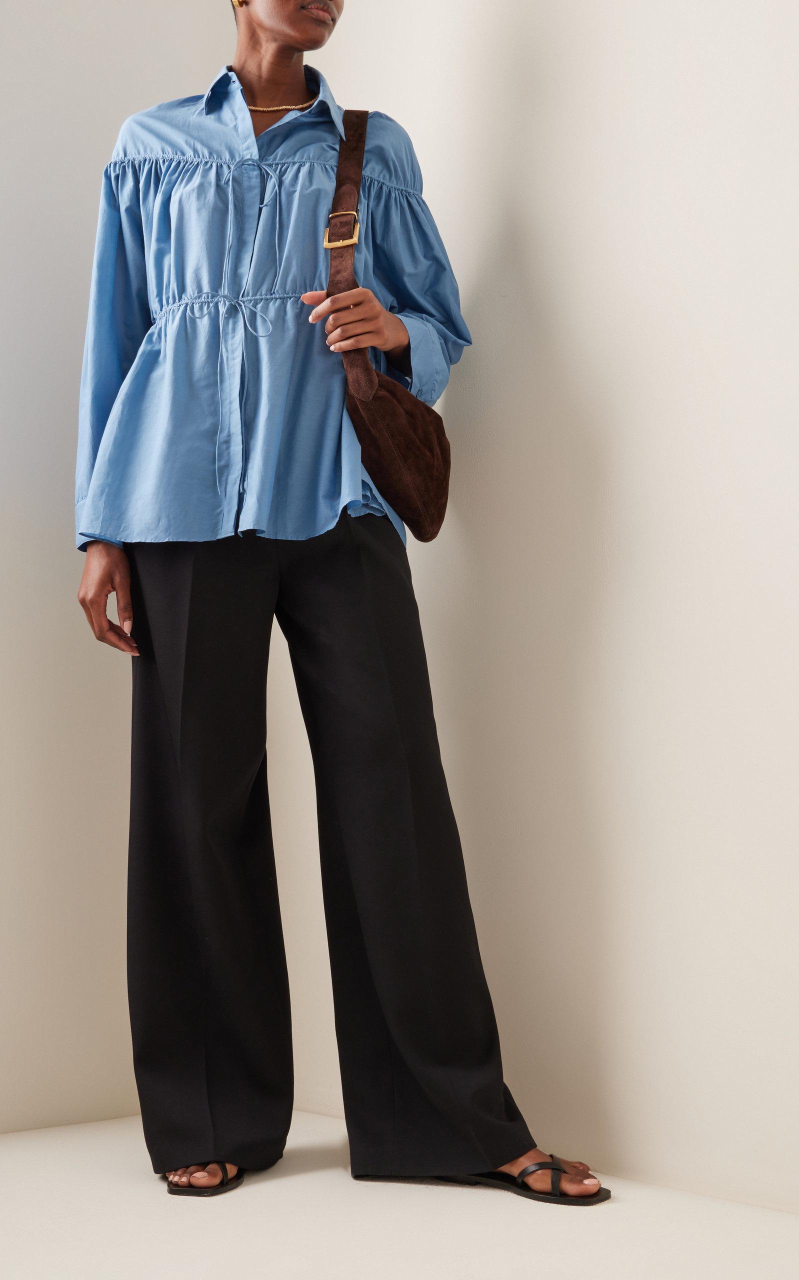 Matteau Drawstring-detailed Cotton-silk Tunic Top in Blue | Lyst