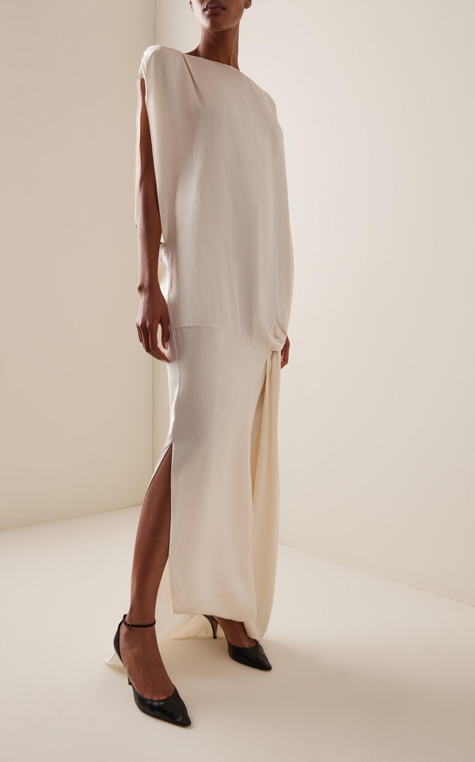 The Row Esmee Draped Jersey Crepe Maxi Dress in White | Lyst The Row Esmee Draped Jersey Crepe Maxi Dress in White | Lyst