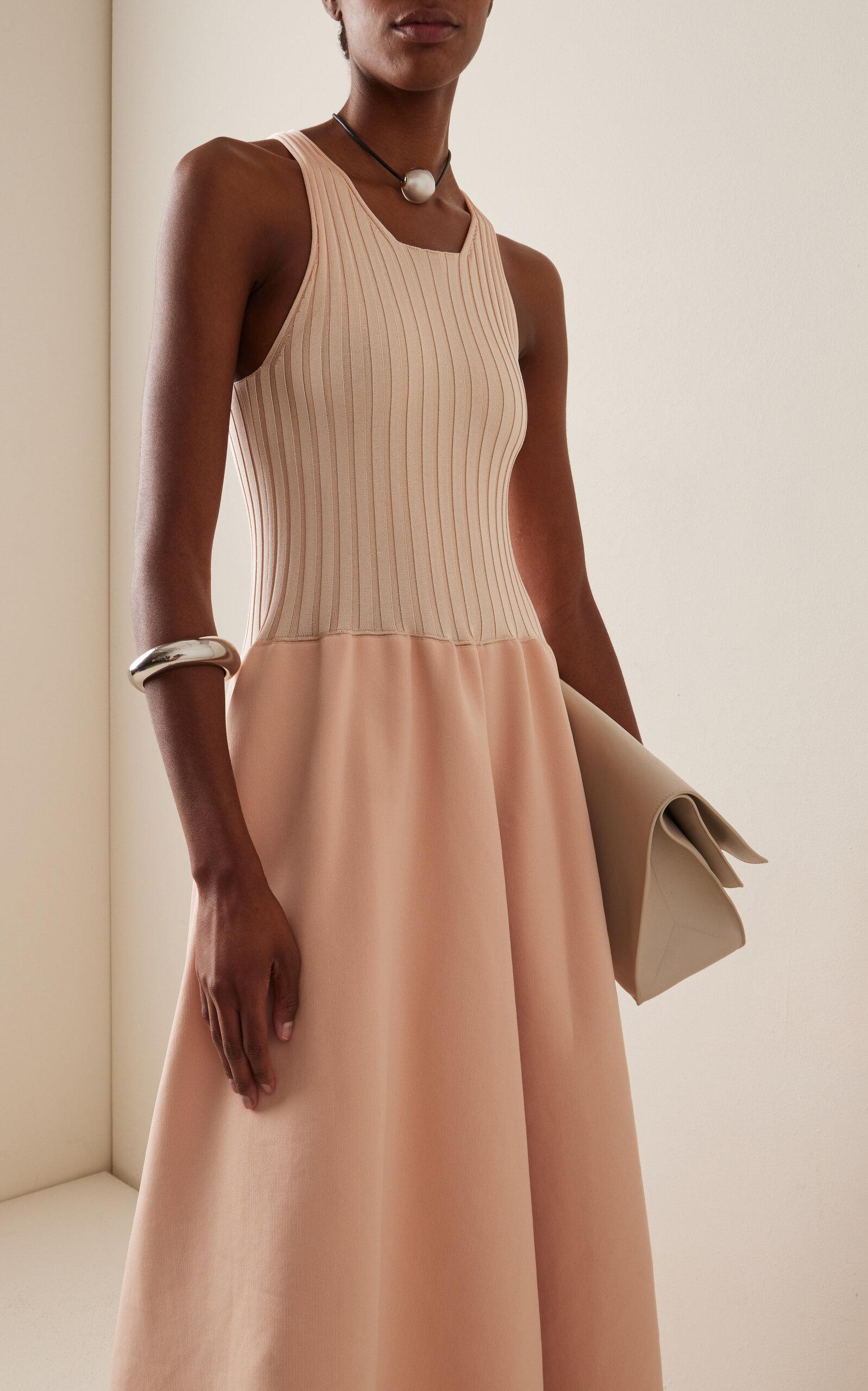 Jil Sander Sleeveless Ribbed-knit Maxi Dress in Pink | Lyst