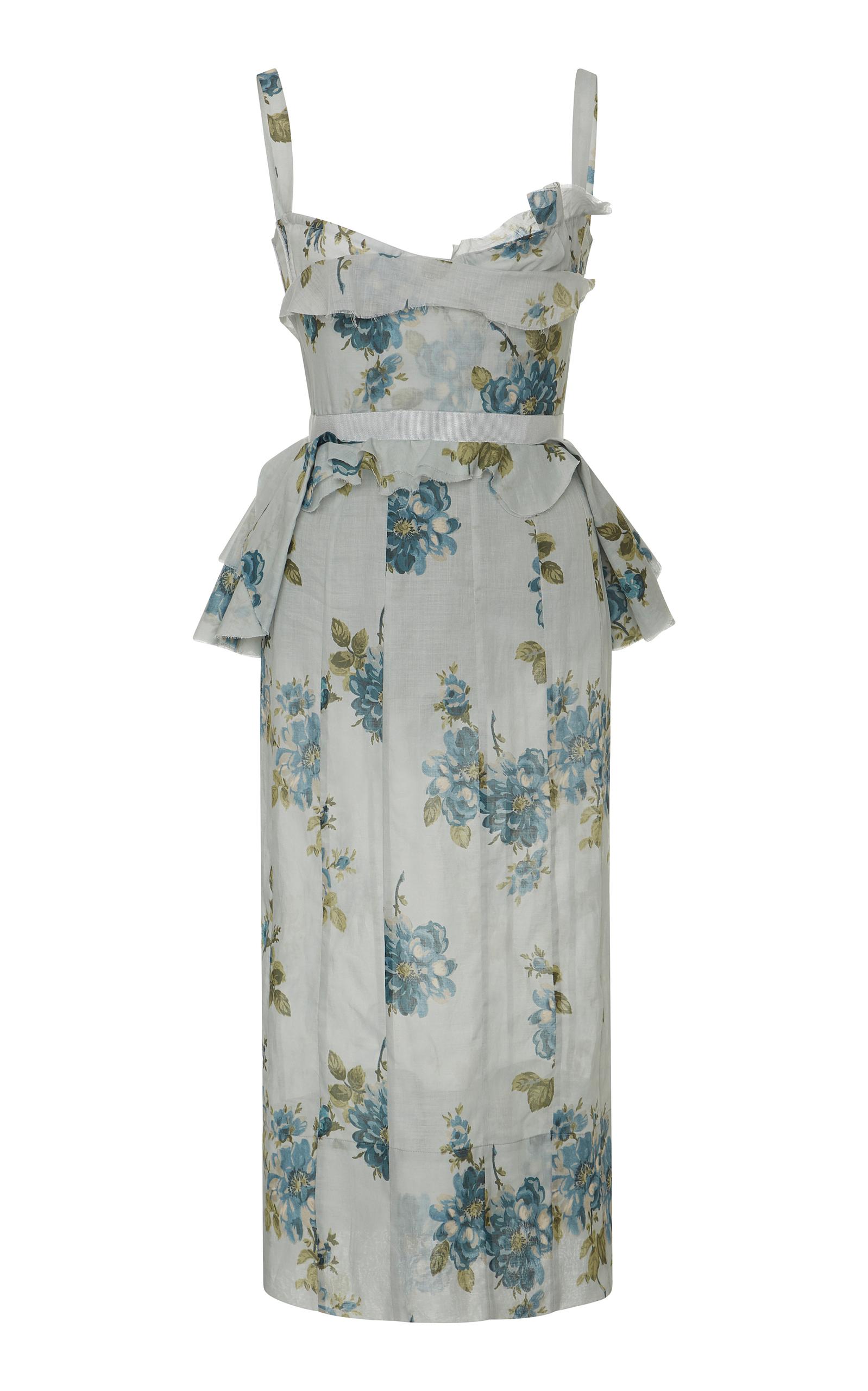 Brock Collection Dailey Floral-print Cotton Midi Dress in Blue | Lyst