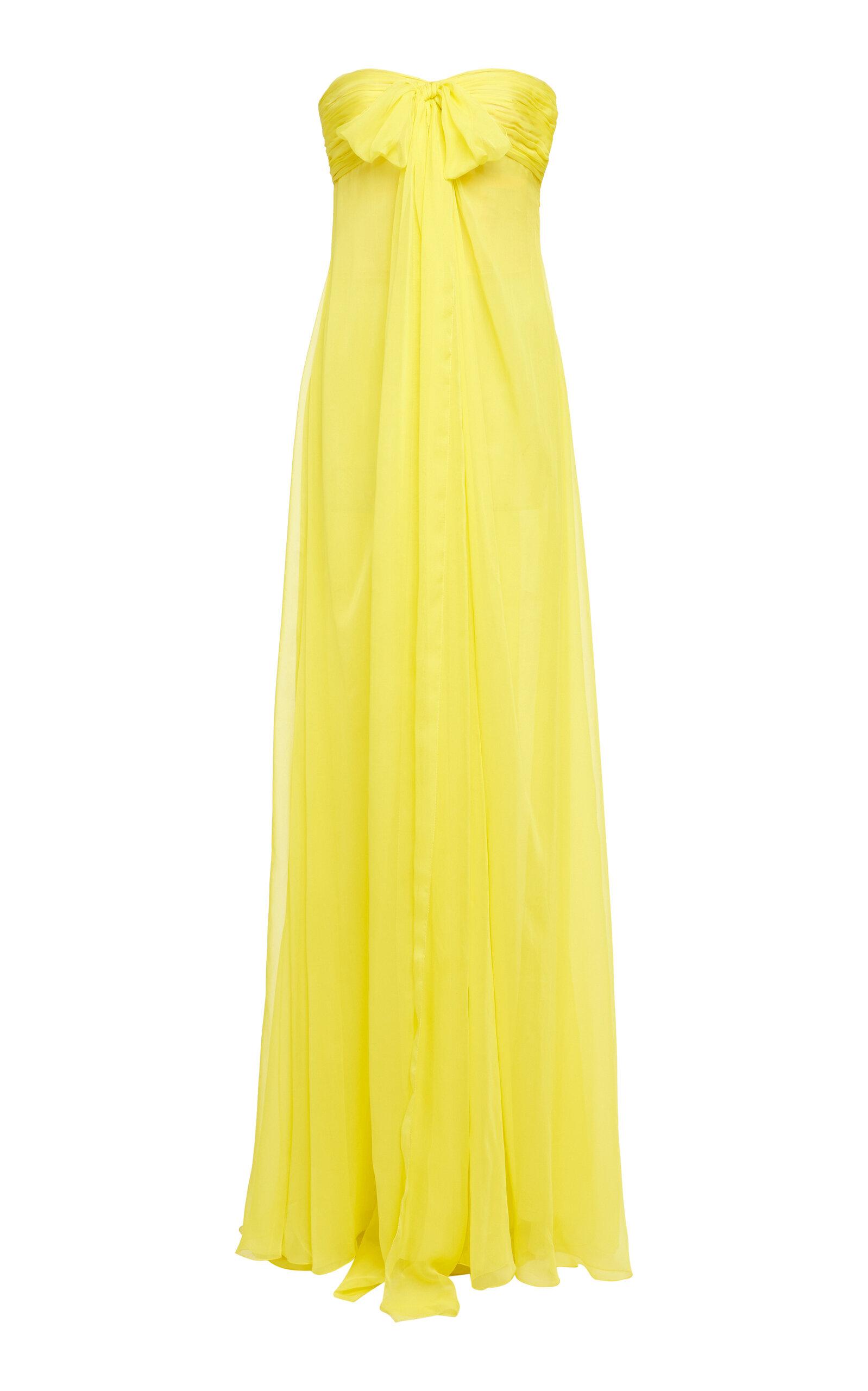 Valentino Garavani Silk Chiffon Gown in Yellow | Lyst