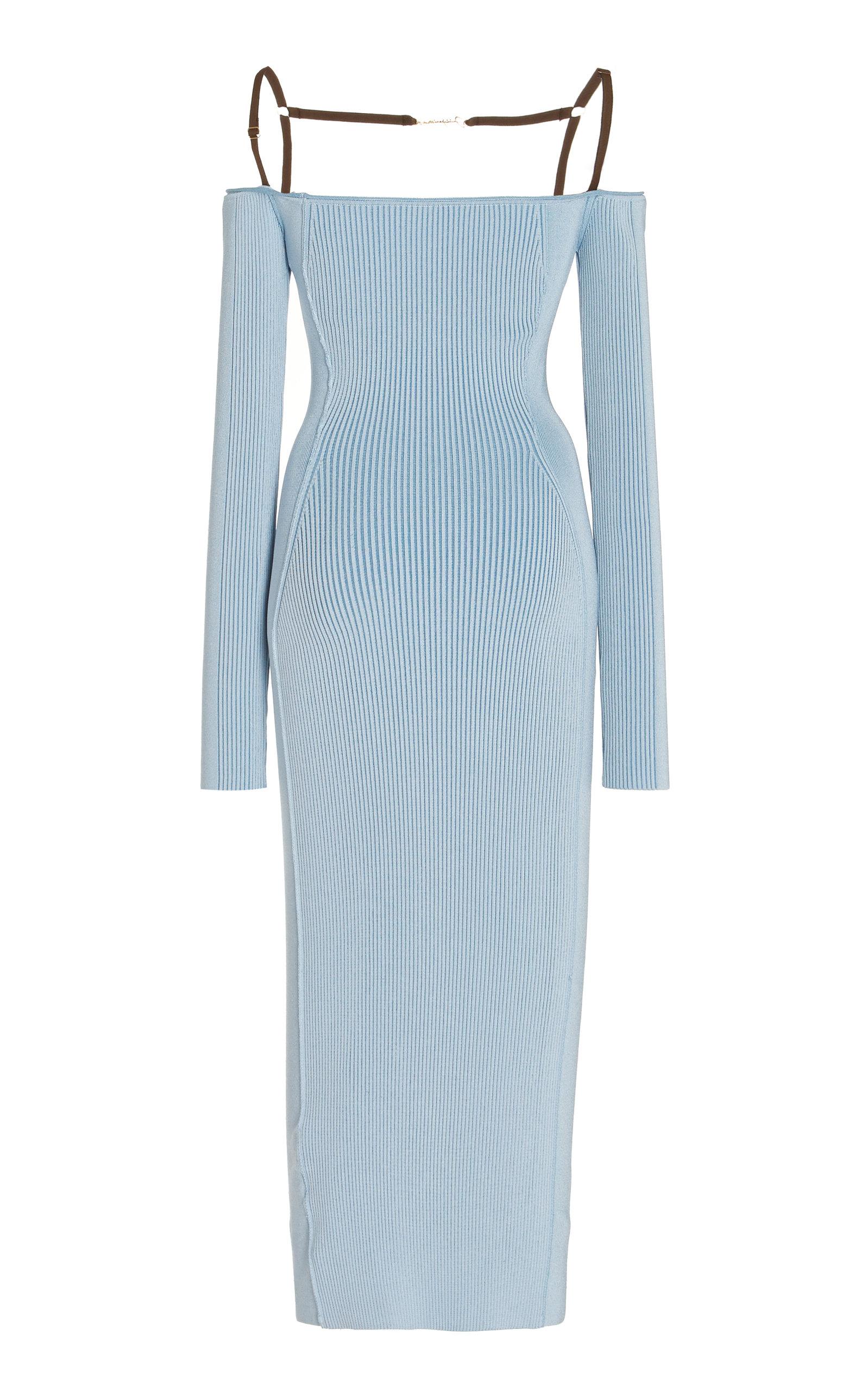 Jacquemus La Sierra Ribbed-knit Off-the-shoulder Midi Dress in Blue | Lyst Australia Jacquemus La Sierra Ribbed-knit Off-the-shoulder Midi Dress in Blue | Lyst Australia