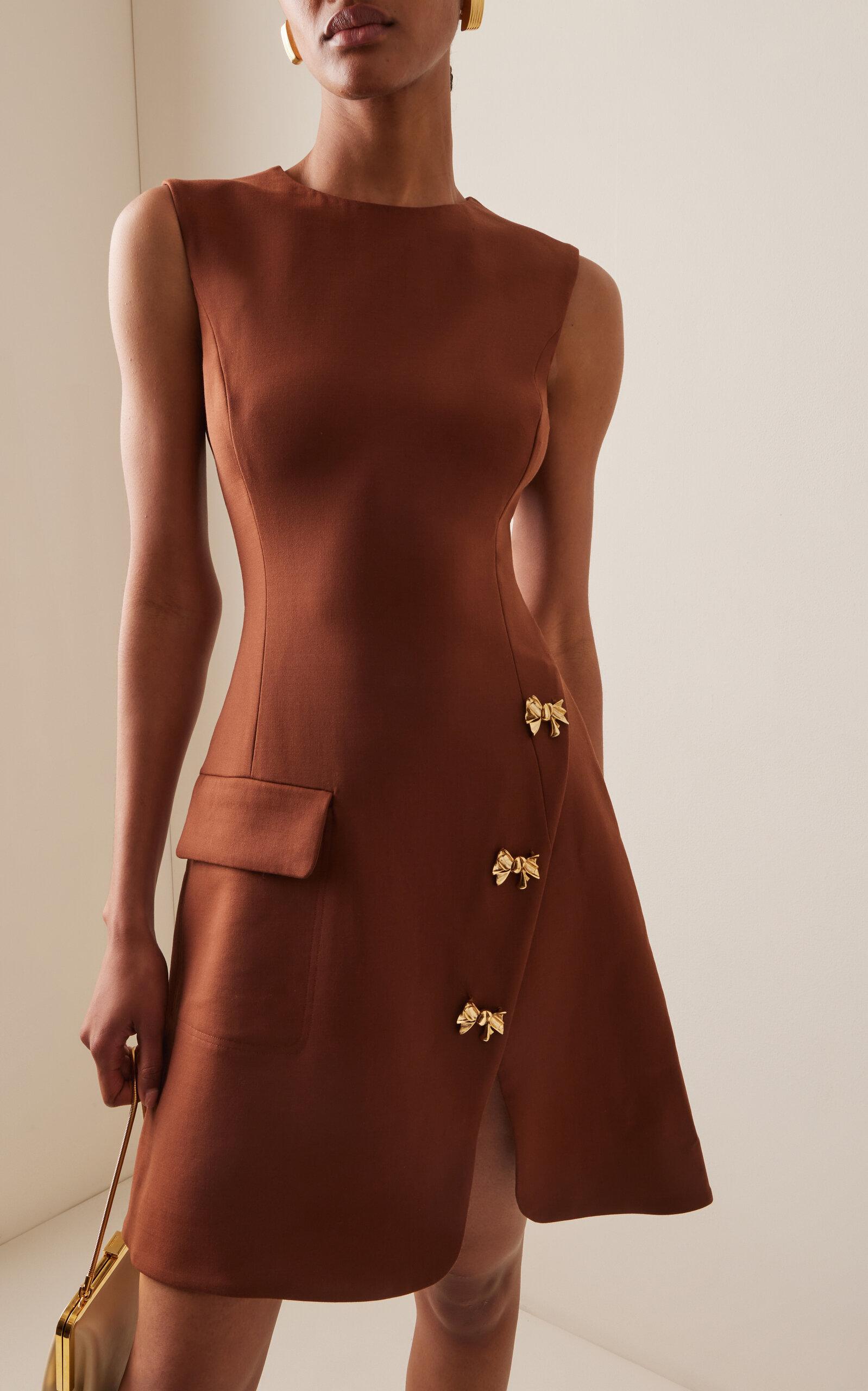 oscar de la renta brown dress Halter Neck Butterfly Embroidered Gown by Oscar de la Renta at THE