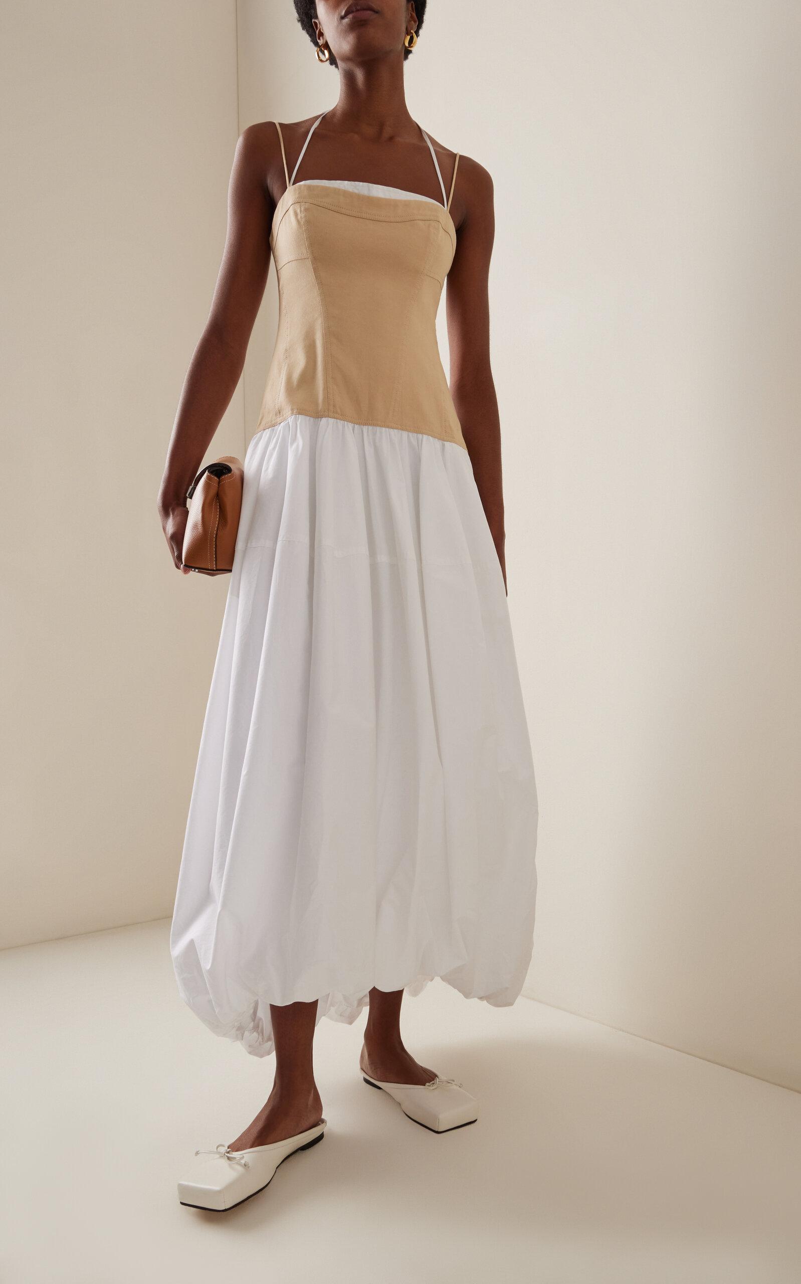 【Simkhai】 Pfeifferコットンアンドリネンブレンドミディドレス Pfeiffer cotton and linen-blend midi dress in multicoloured