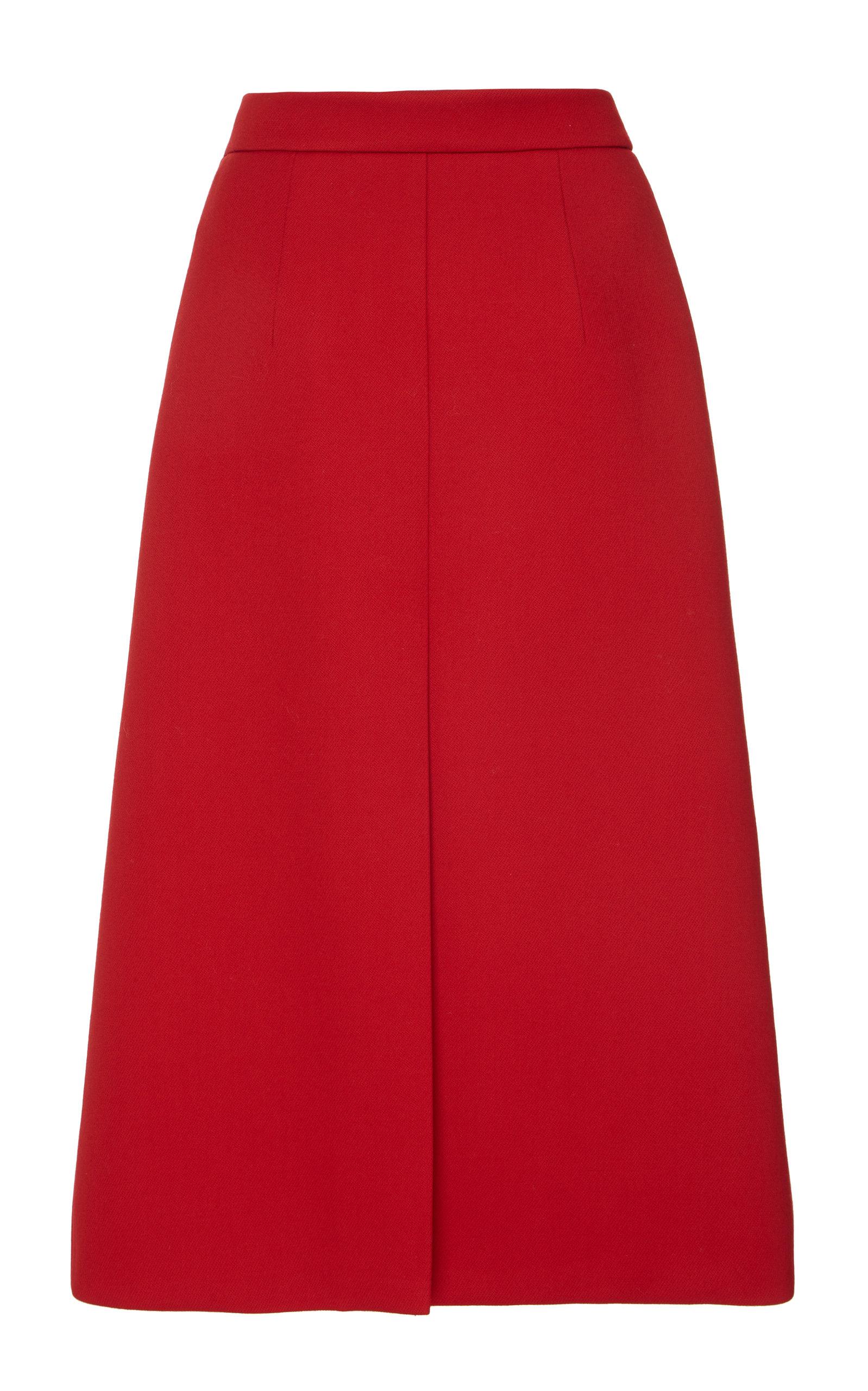 Prada Gabardine A-line Skirt in Red - Lyst