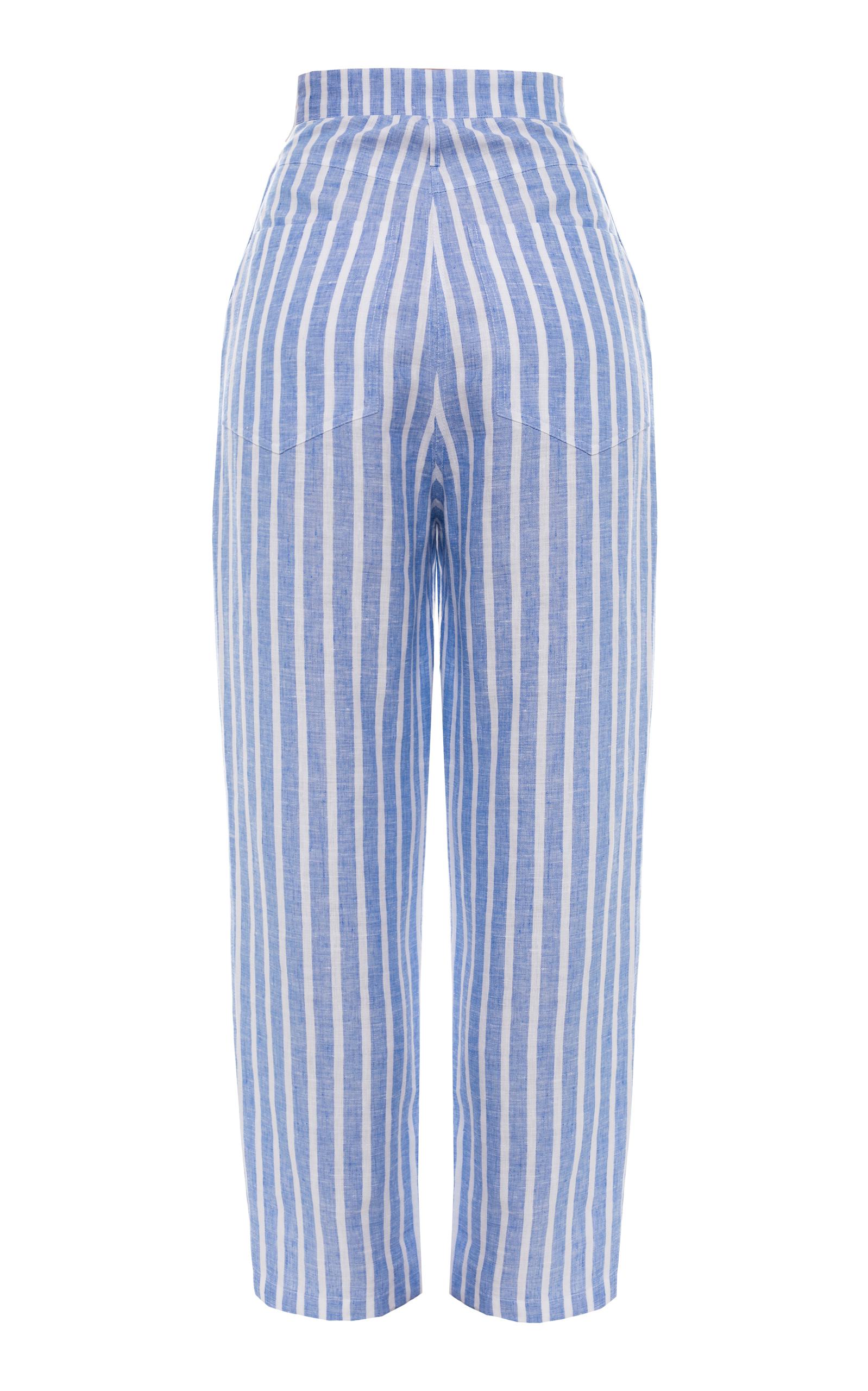 high waisted striped linen pants