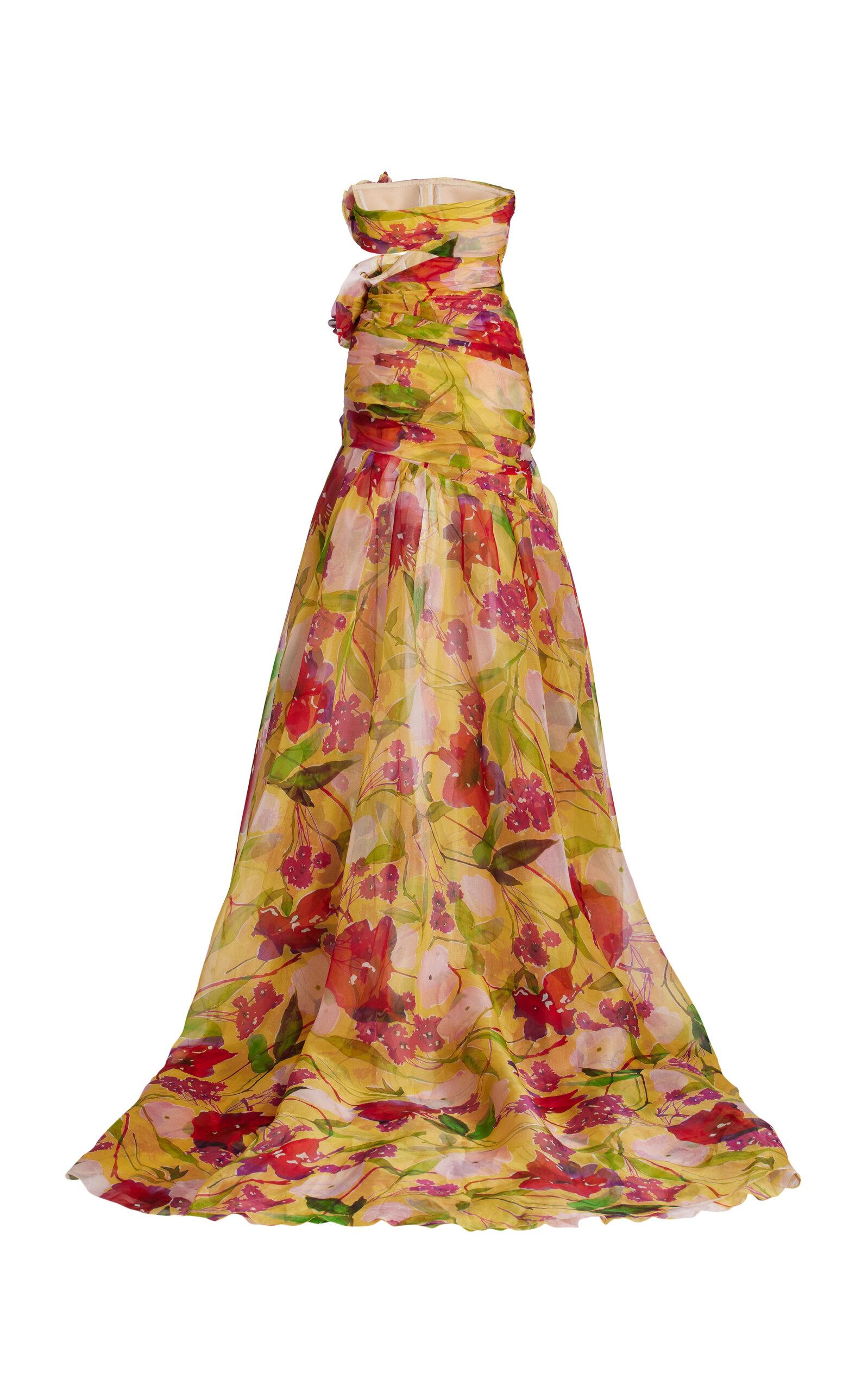 knee length dresses for ladies Carolina Herrera Silk Beaded Gown – The Kit Vintage main image 0