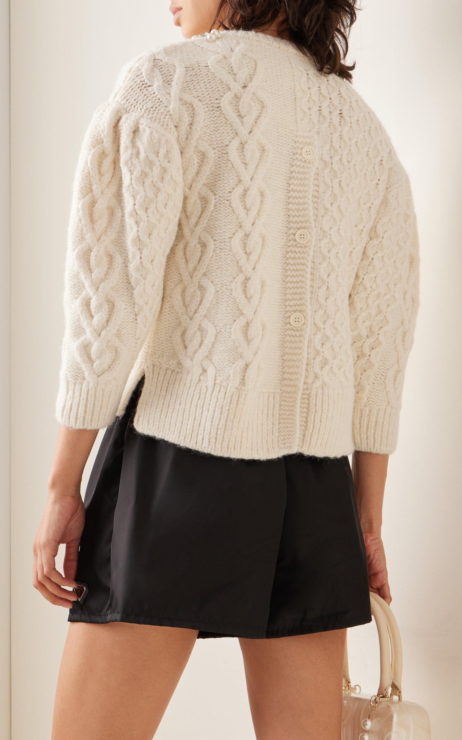 Simone Rocha Ribbon-trimmed Knitted Sweater in White | Lyst