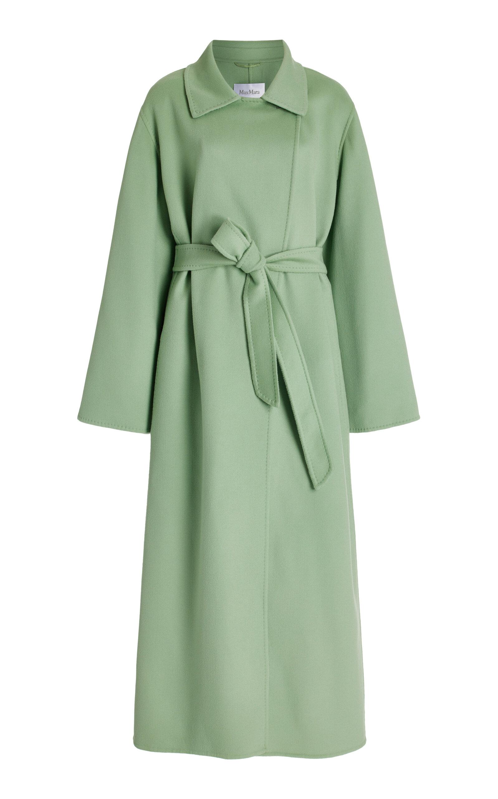 Max Mara Manuela Icon Belted Wool-cashmere Coat in Green | Lyst
