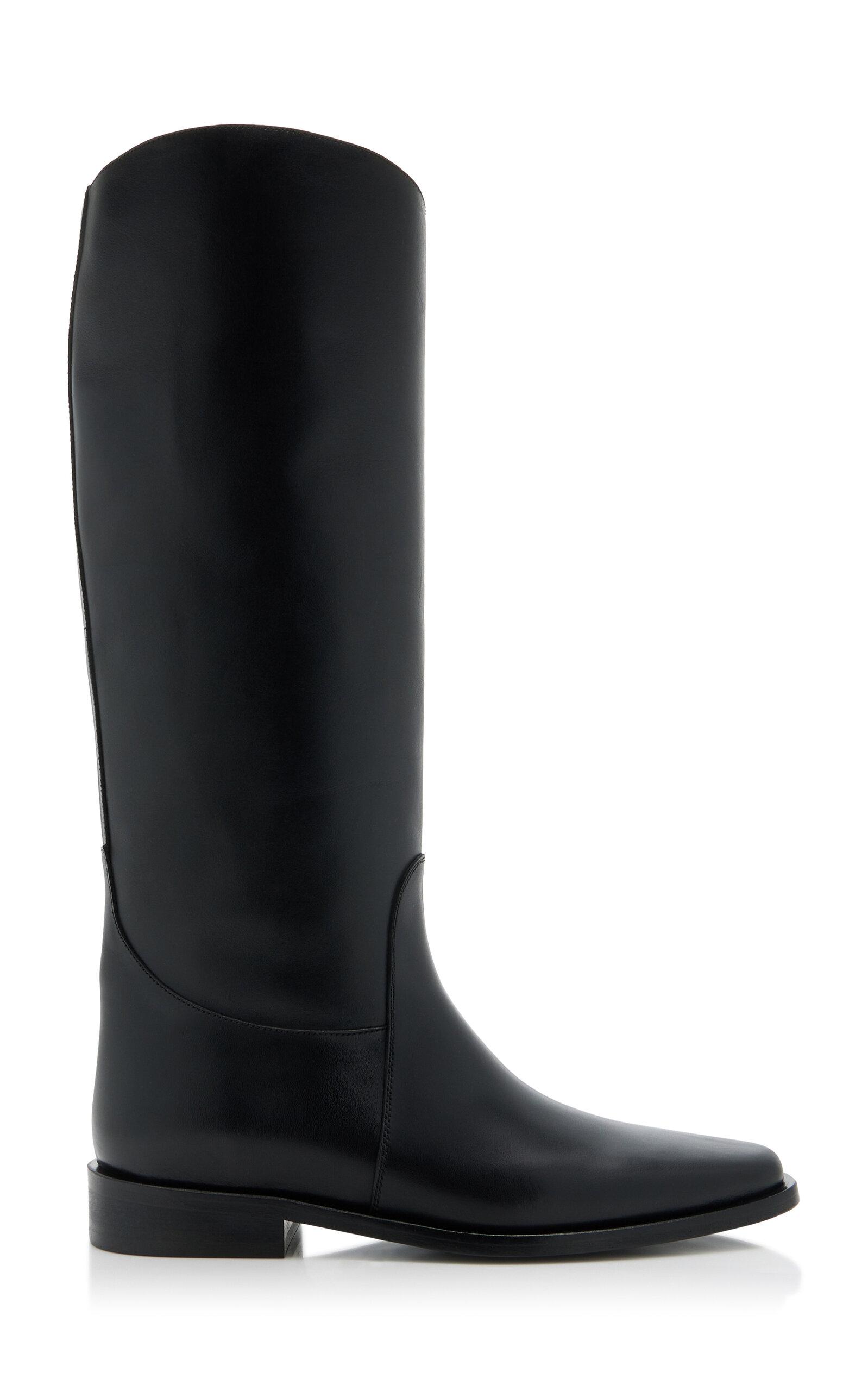Khaite Wooster Leather Riding Boots in Black Lyst