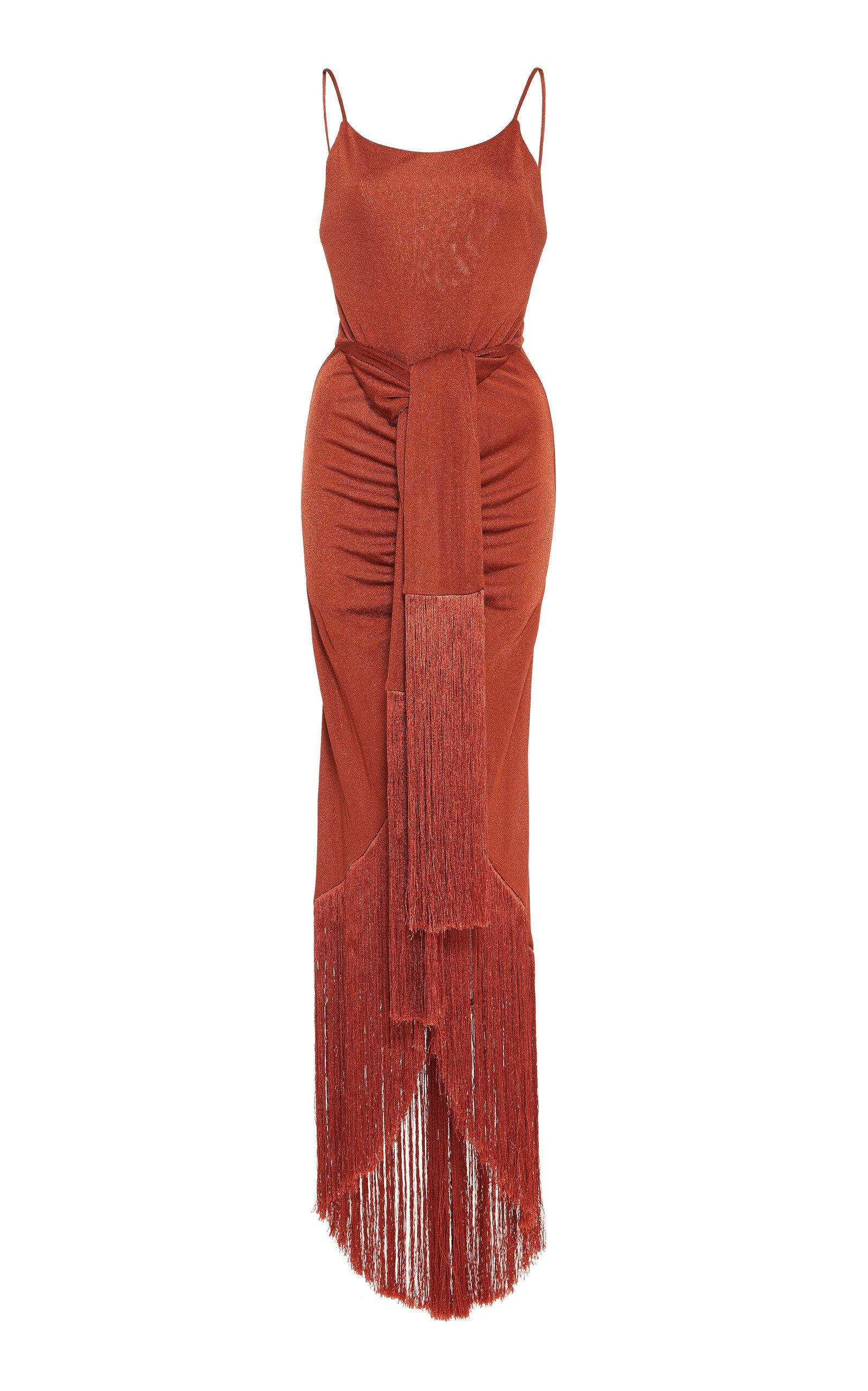 Cult Gaia Natalia Maxi Fringe Jersey Dress in Orange Lyst UK