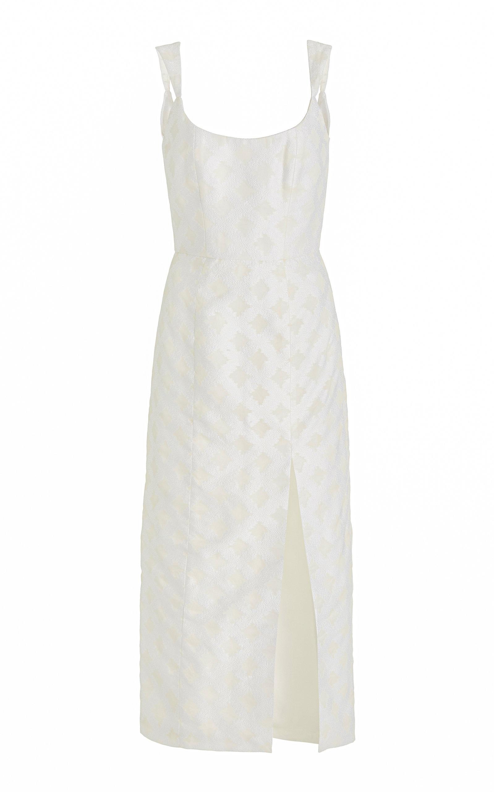 Markarian Exclusive Floral Cotton-silk Organza Midi Dress in White