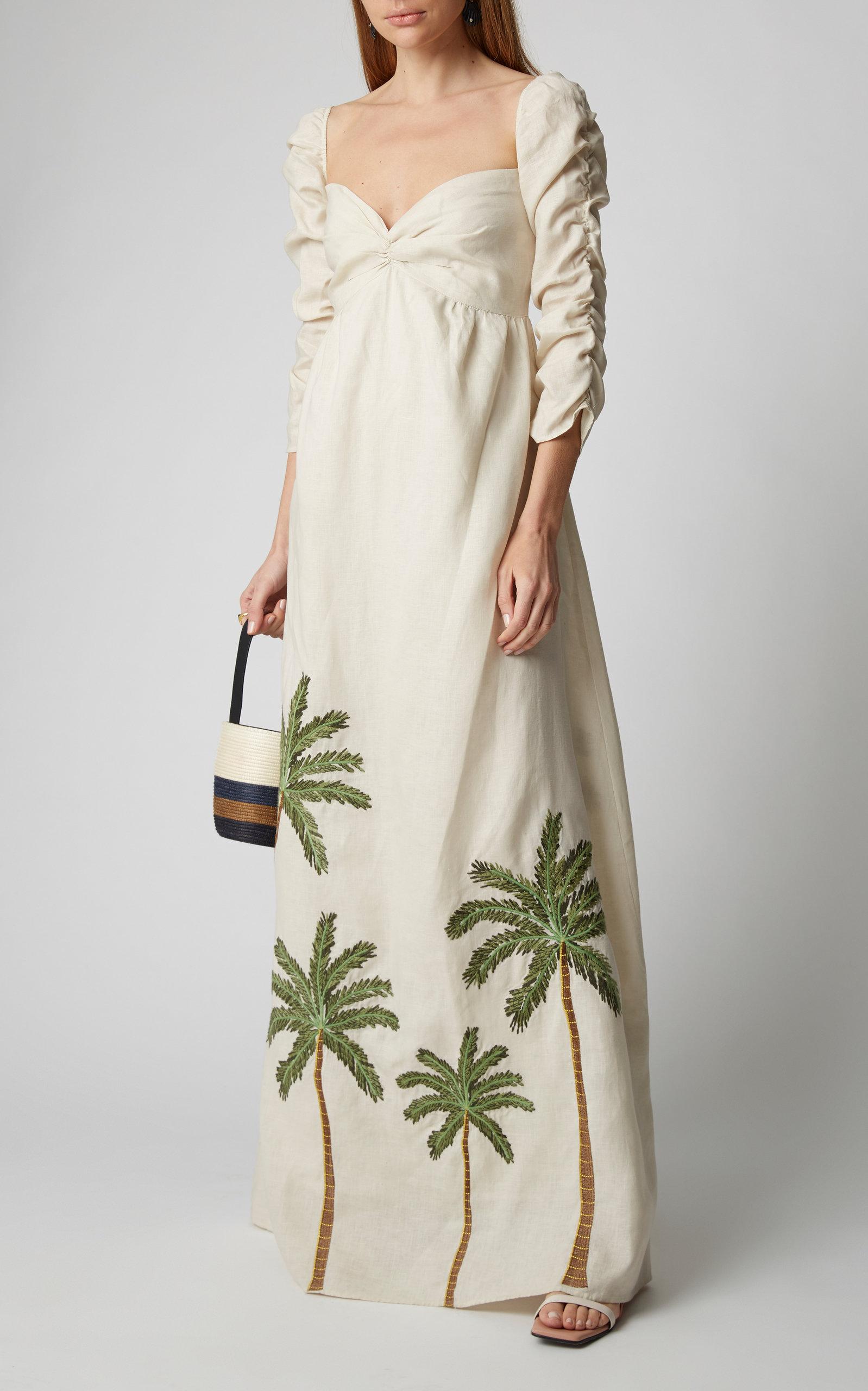 Agua by Agua Bendita America Palm-detailed Linen Dress | Lyst