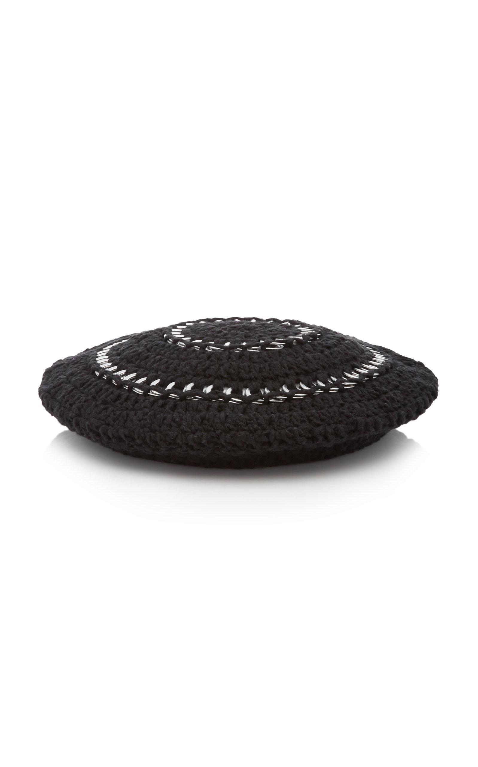 Ganni Cotton Knit Beret in Black | Lyst