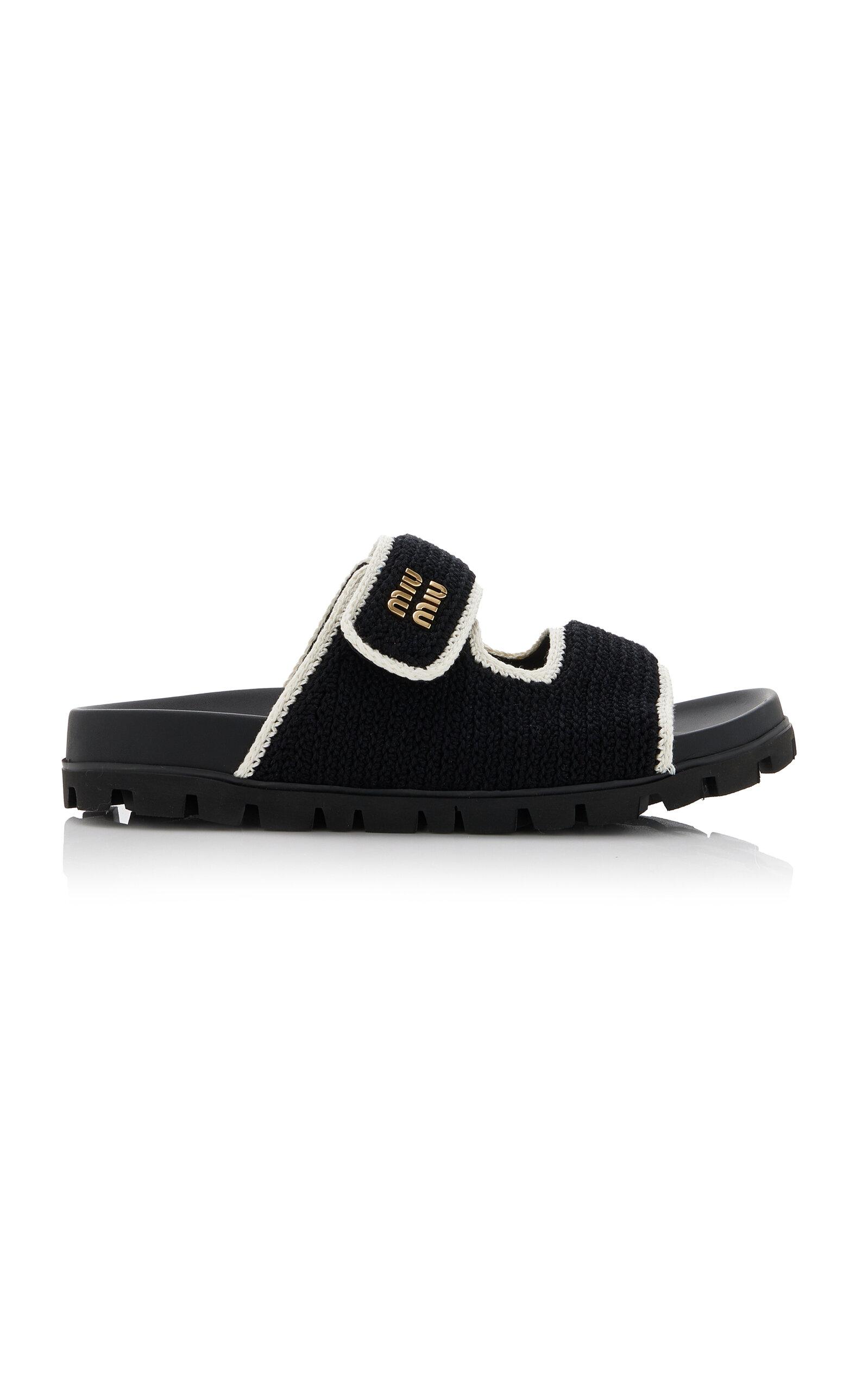 Miu Miu Crocheted Sandals in Black | Lyst