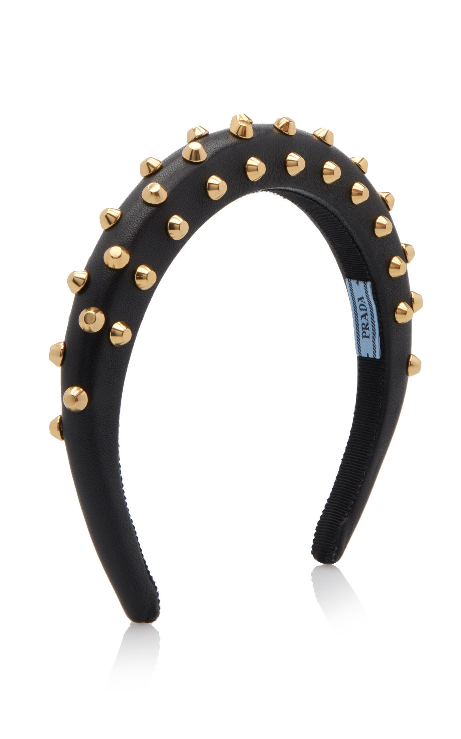 Prada Studded Leather Headband in Black Lyst
