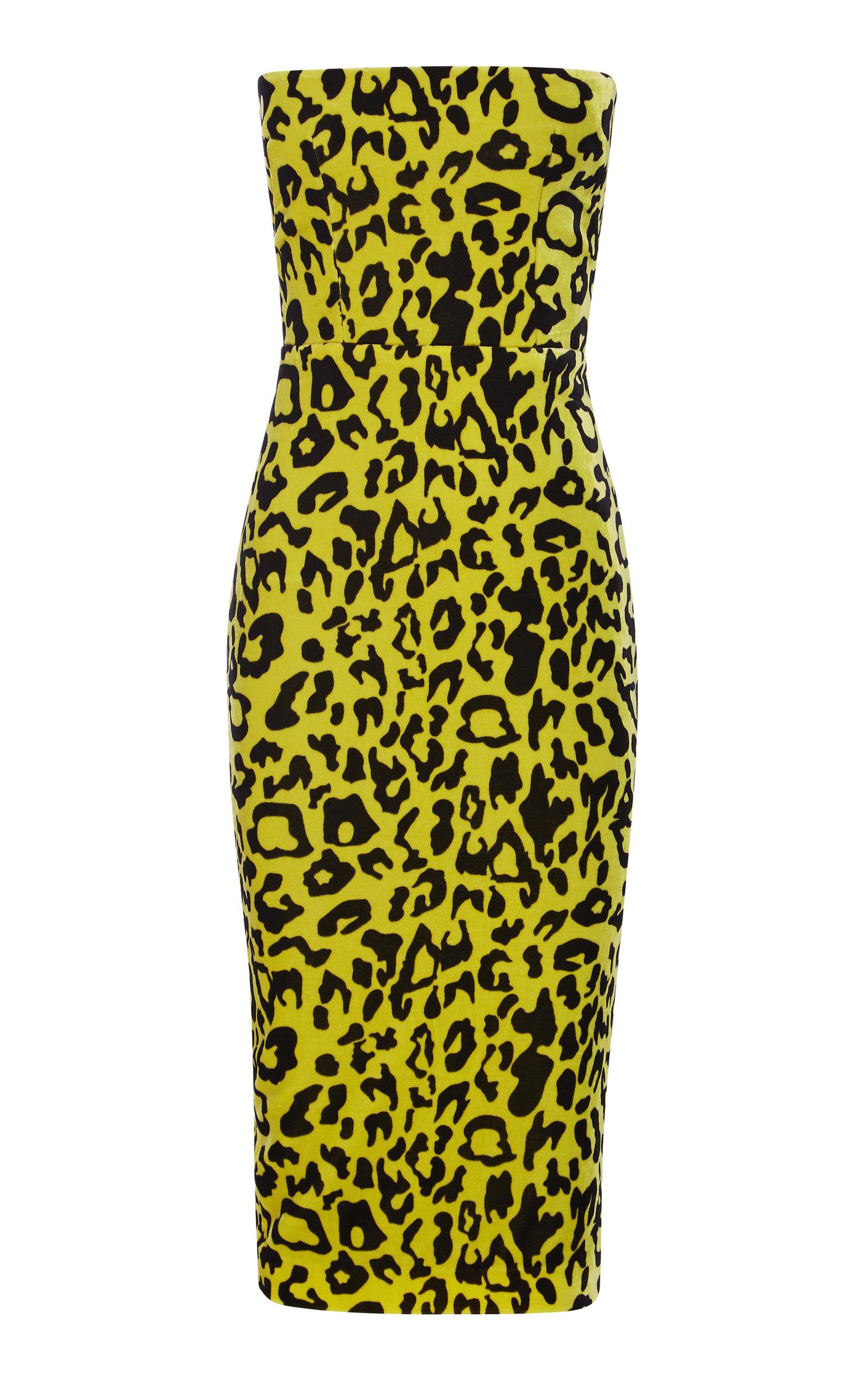 strapless animal print dress
